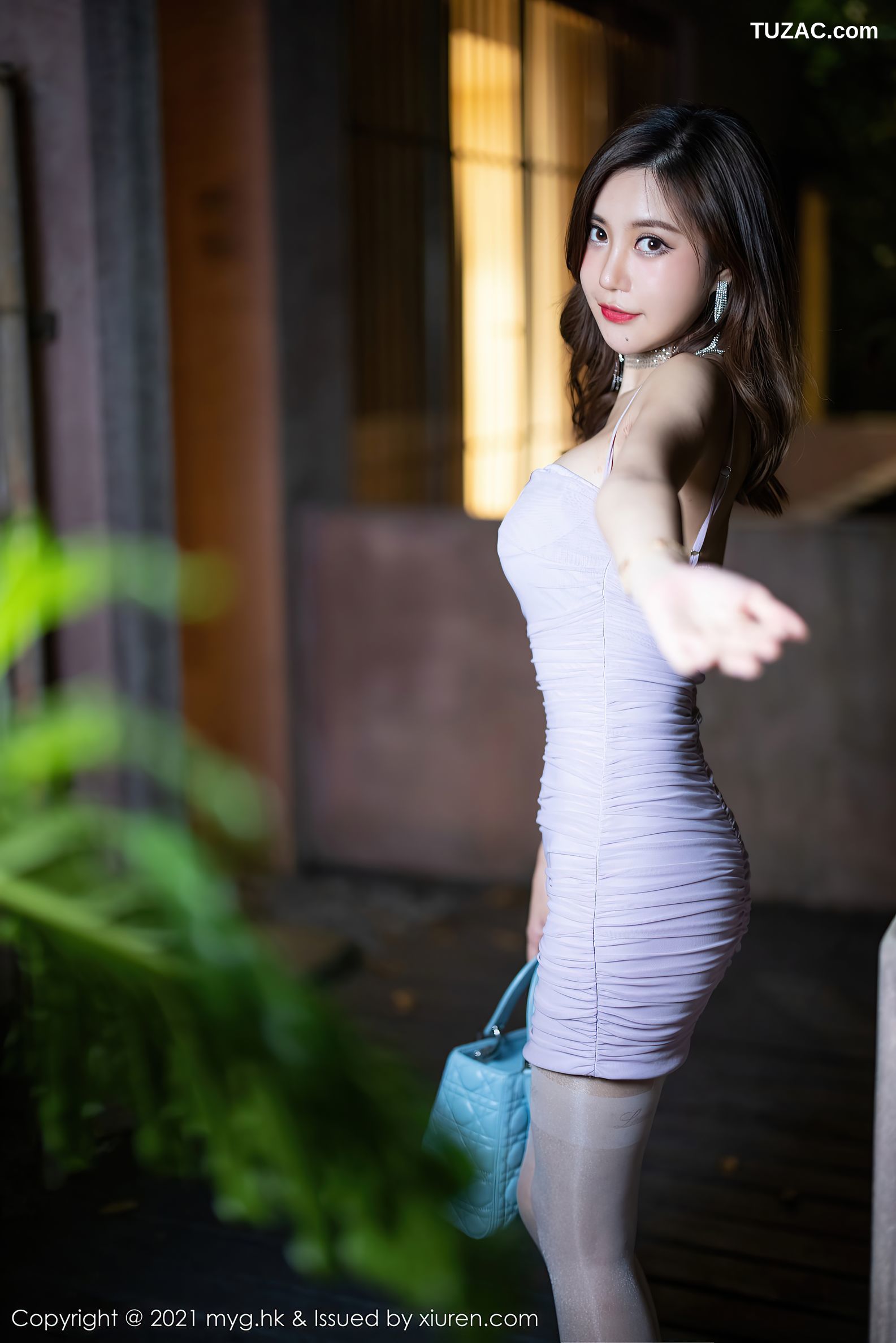 MyGirl美媛馆-593-绮里嘉Ula-杭州旅拍紫色吊带短裙紫色内衣肉丝-2021.09.18