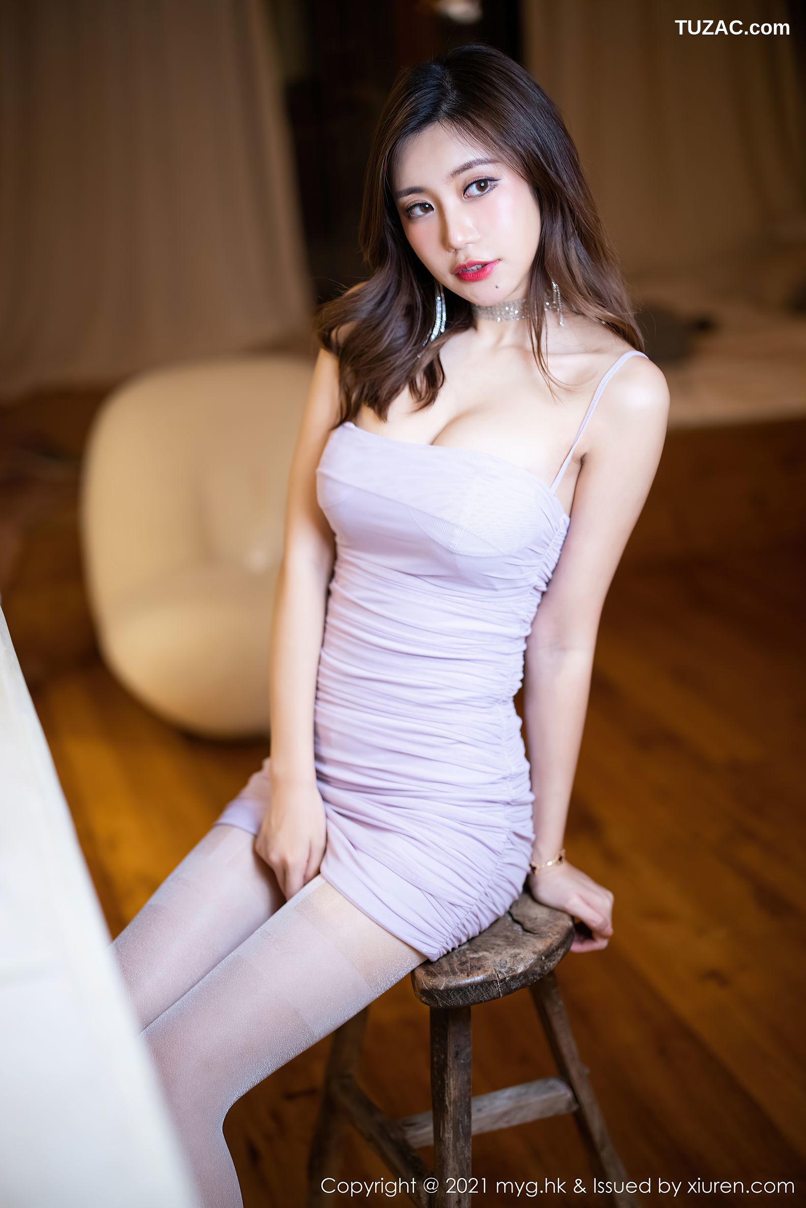 MyGirl美媛馆-593-绮里嘉Ula-杭州旅拍紫色吊带短裙紫色内衣肉丝-2021.09.18