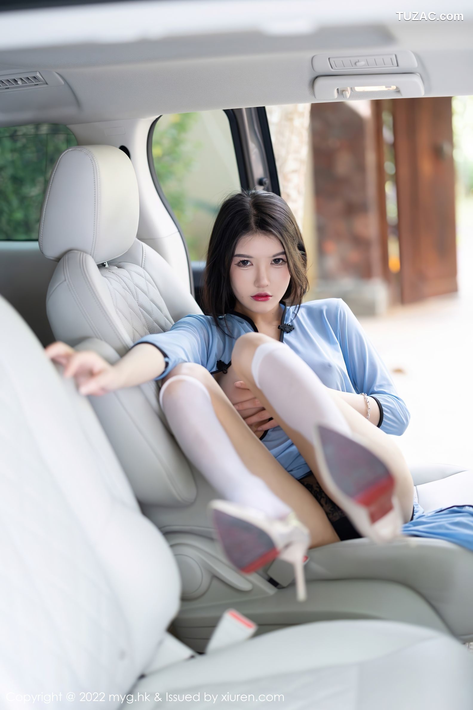 MyGirl美媛馆-622-媛媛酱-珠三角旅拍民国学生装半透视黑蕾丝内衣-2022.01.24