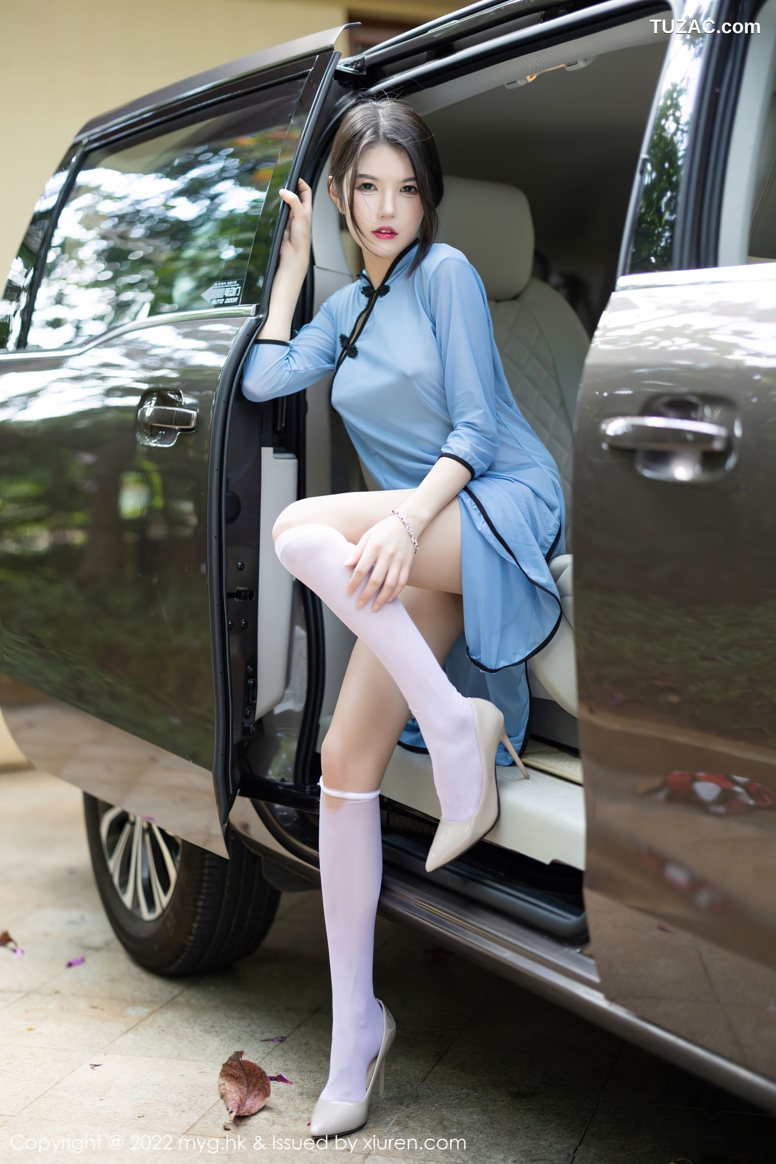 MyGirl美媛馆-622-媛媛酱-珠三角旅拍民国学生装半透视黑蕾丝内衣-2022.01.24