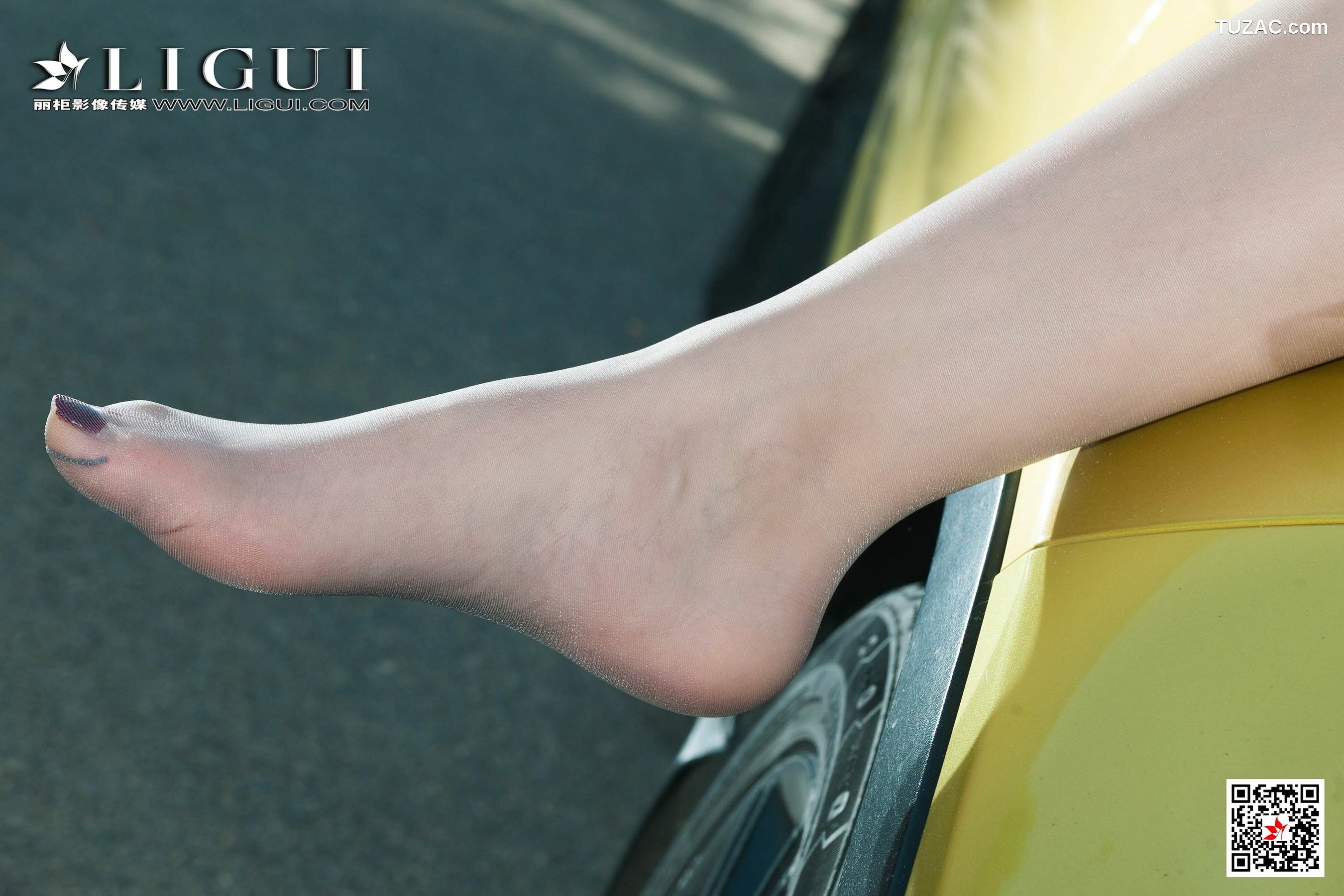 丽柜_ Model 雪糕 《灰丝美腿车模》 写真集[52P]