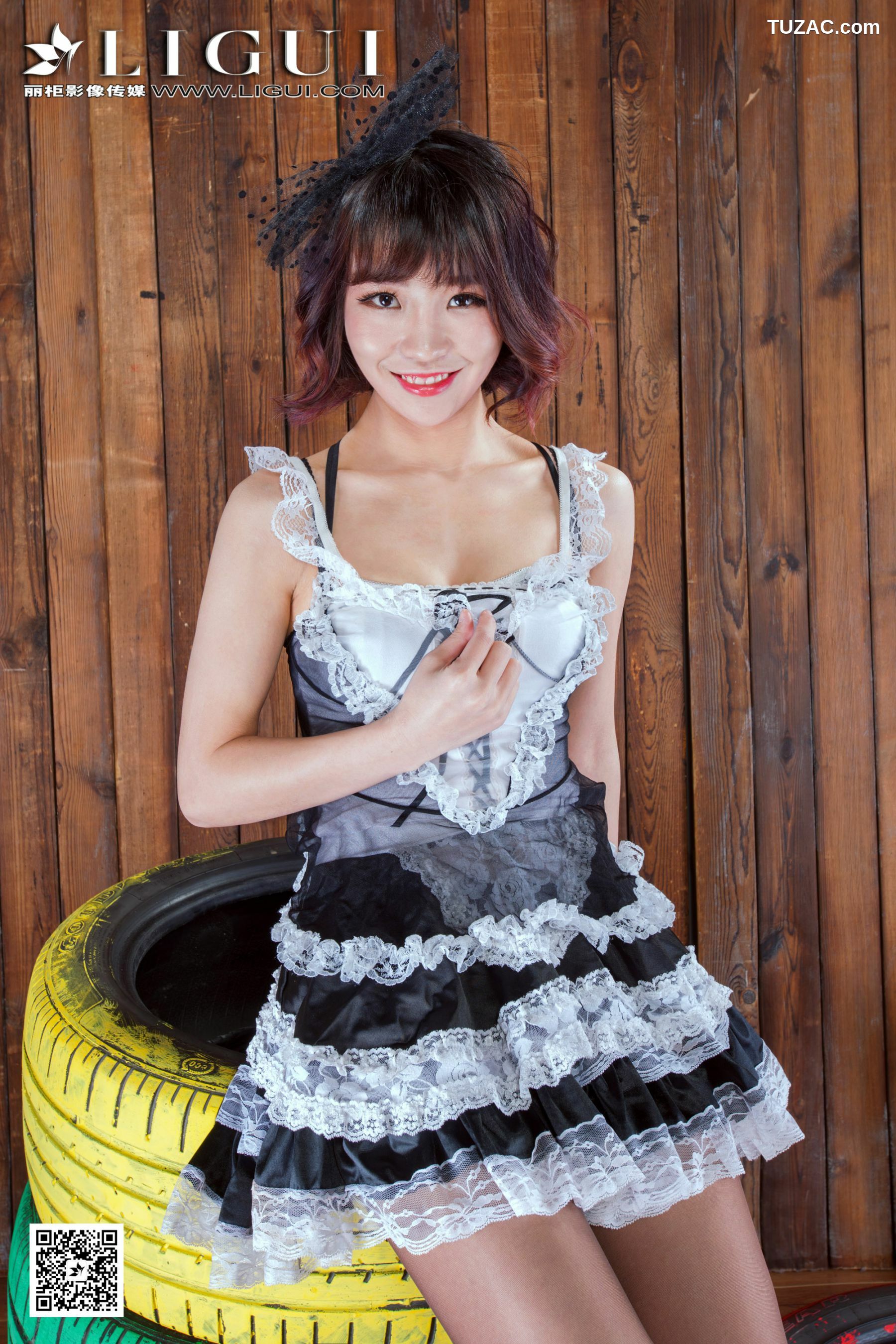 丽柜_Model ALAN《灰丝蕾丝女仆》上下全集  美腿玉足写真图片[65P]