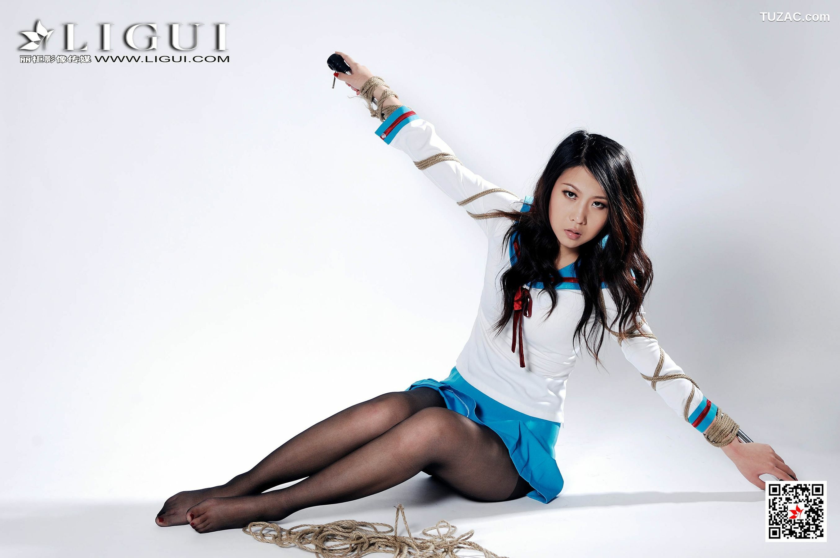 丽柜_Model 幽幽《制服黑丝捆绑》 写真集[45P]