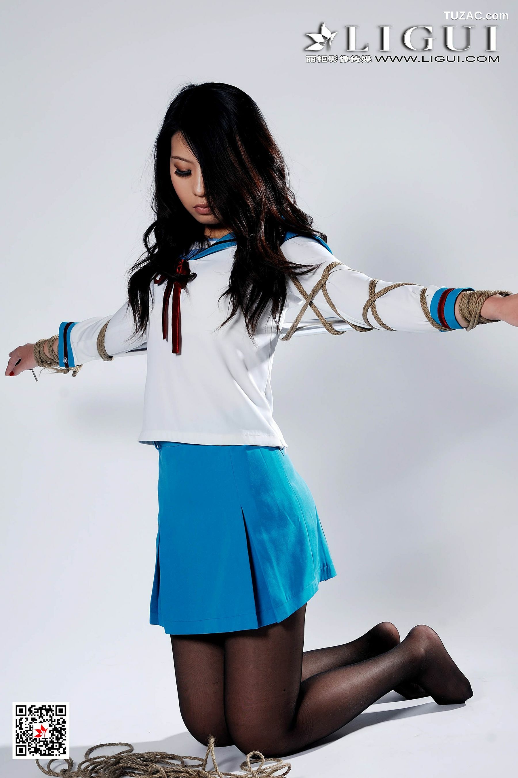 丽柜_Model 幽幽《制服黑丝捆绑》 写真集[45P]