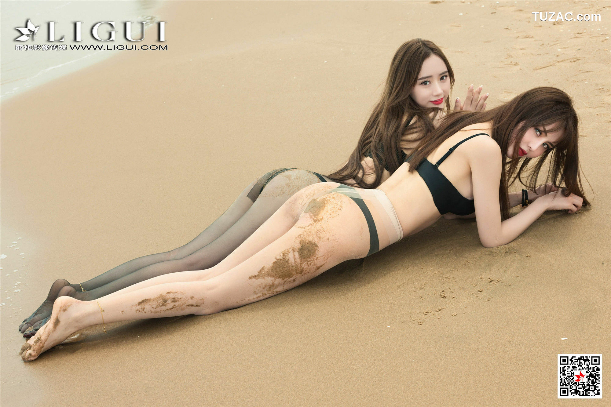 丽柜_然然&amp;amp;凉儿《沙滩丝袜诱惑》 美腿丝足写真集[52P]