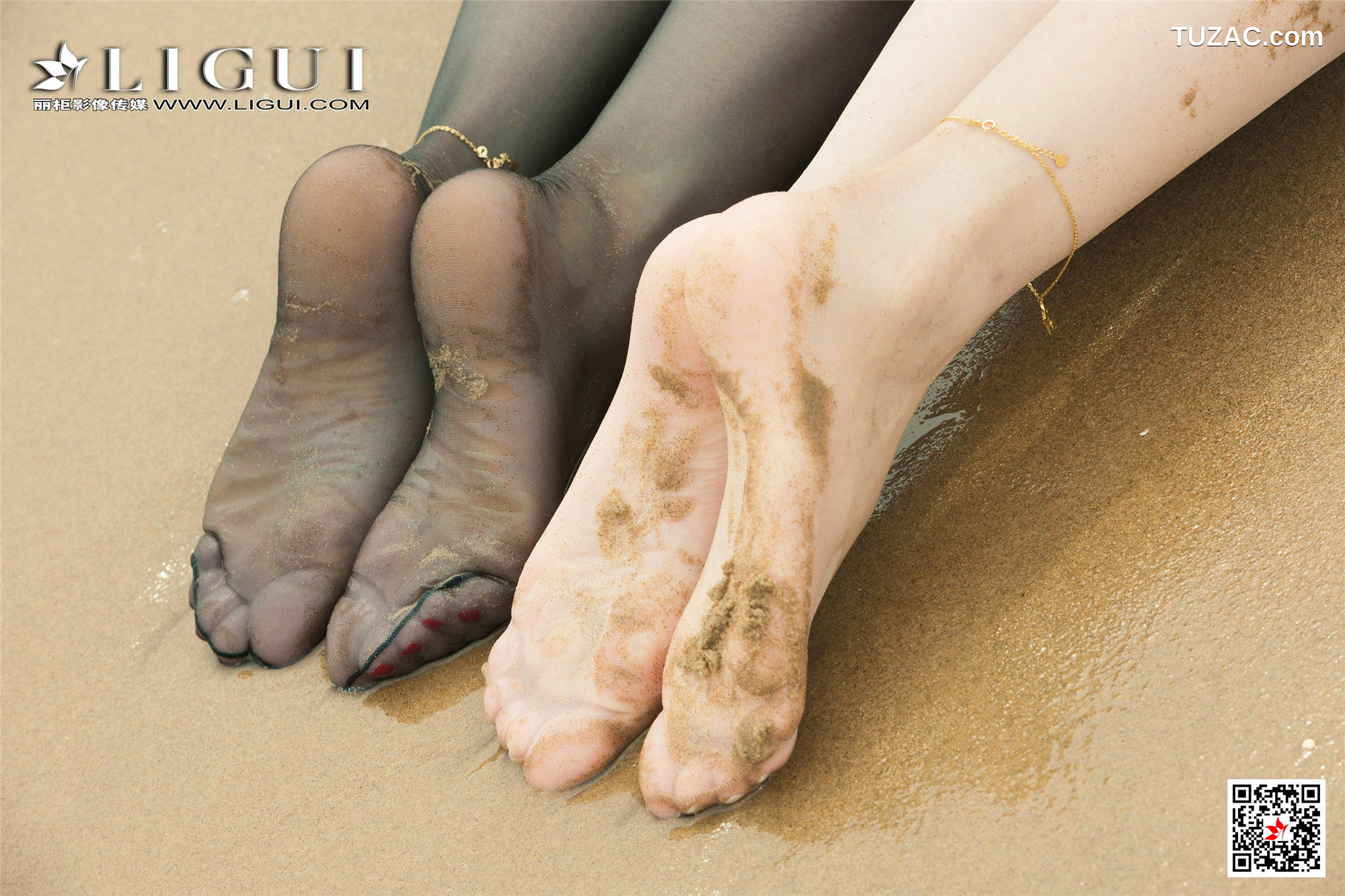 丽柜_然然&amp;amp;凉儿《沙滩丝袜诱惑》 美腿丝足写真集[52P]