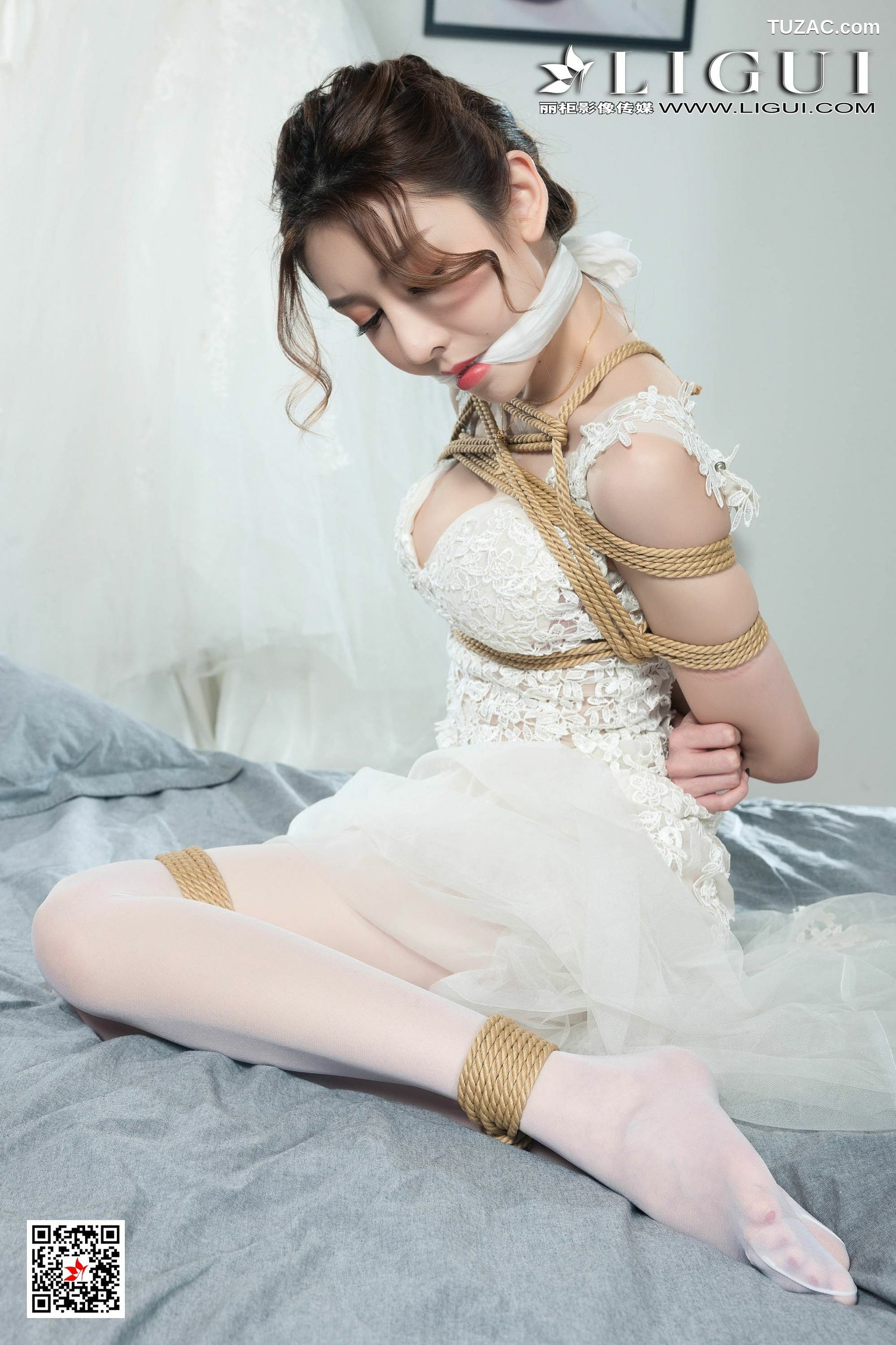 丽柜_腿模兔子《婚纱白丝捆绑绳艺》 写真集[94P]