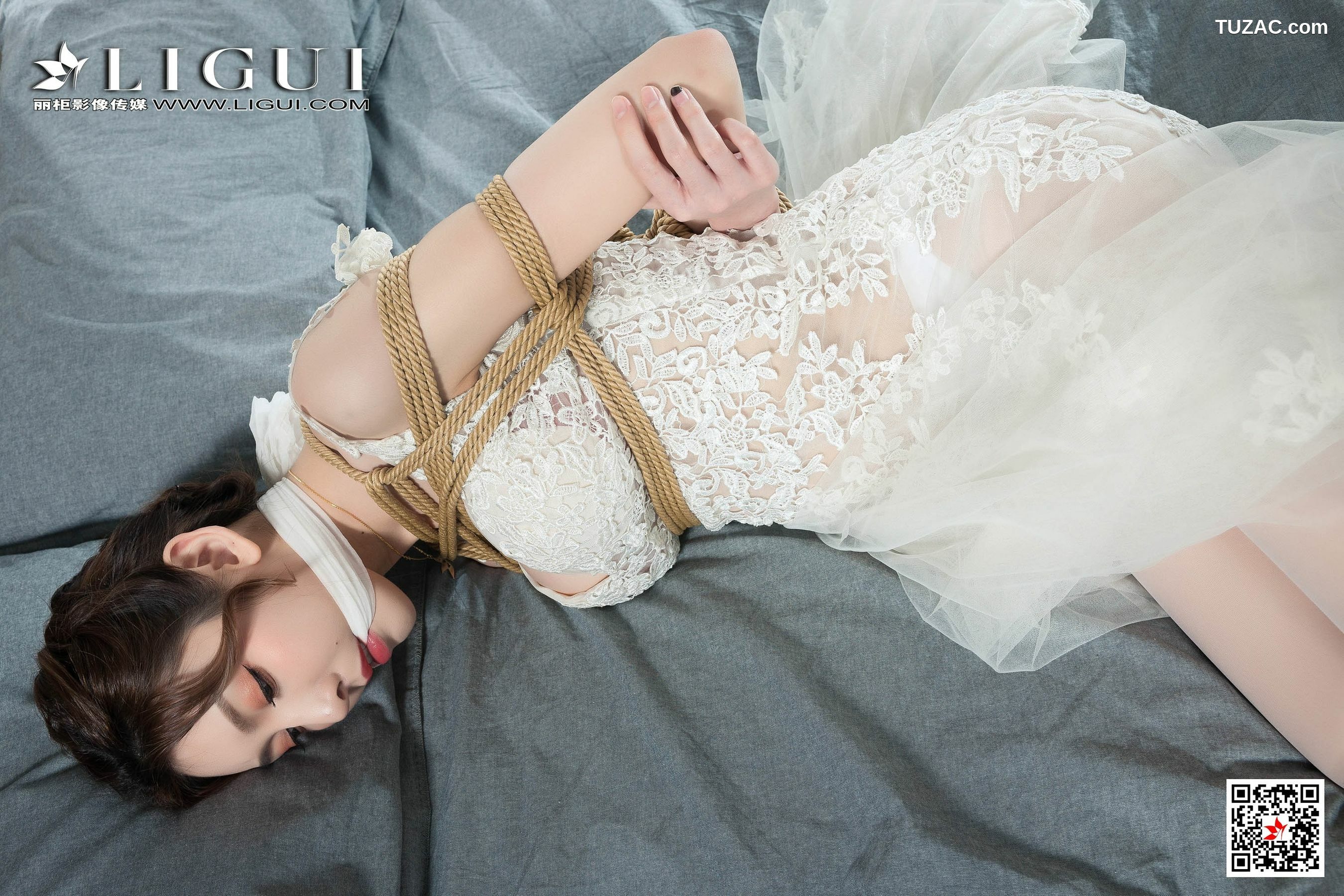 丽柜_腿模兔子《婚纱白丝捆绑绳艺》 写真集[94P]