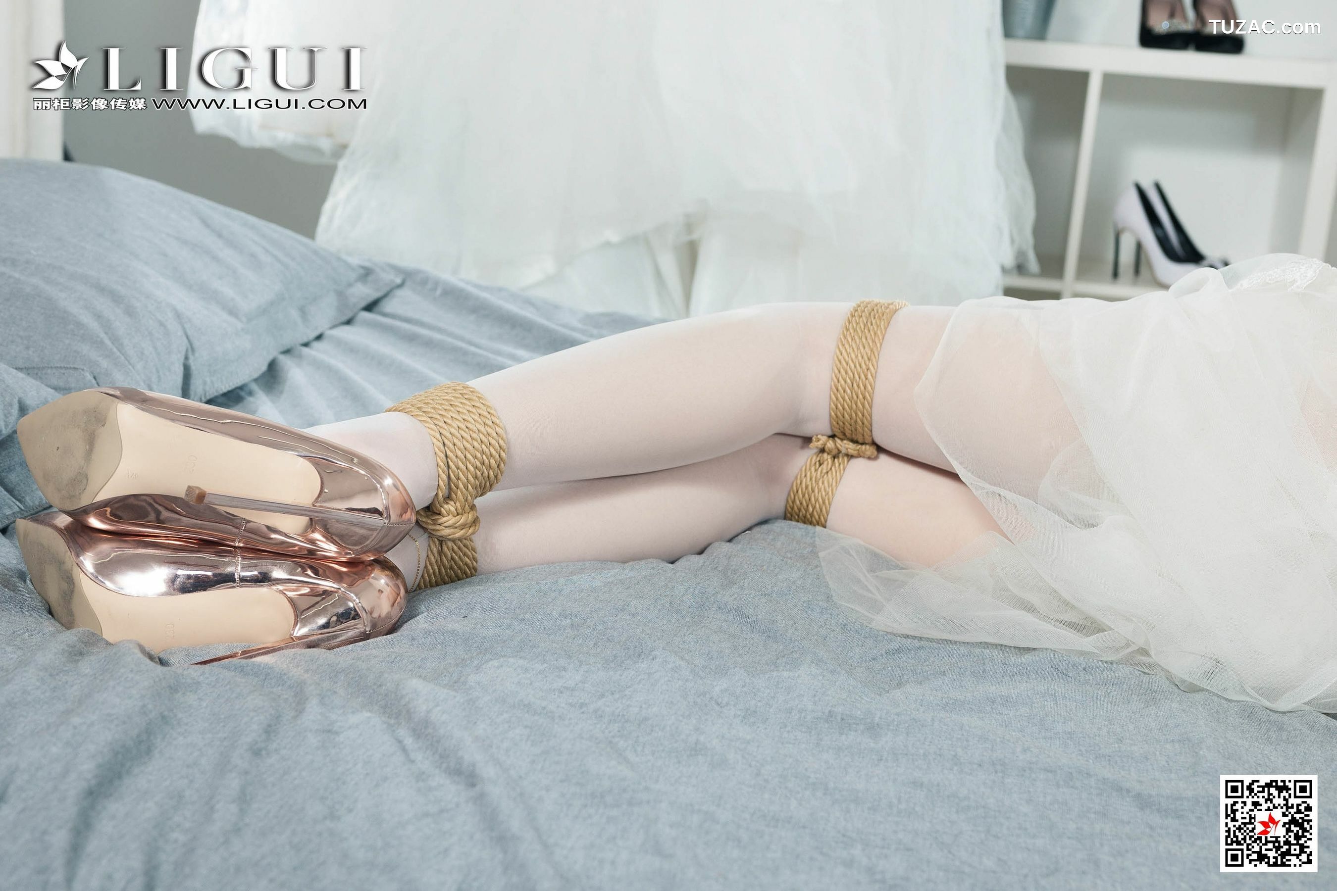 丽柜_腿模兔子《婚纱白丝捆绑绳艺》 写真集[94P]