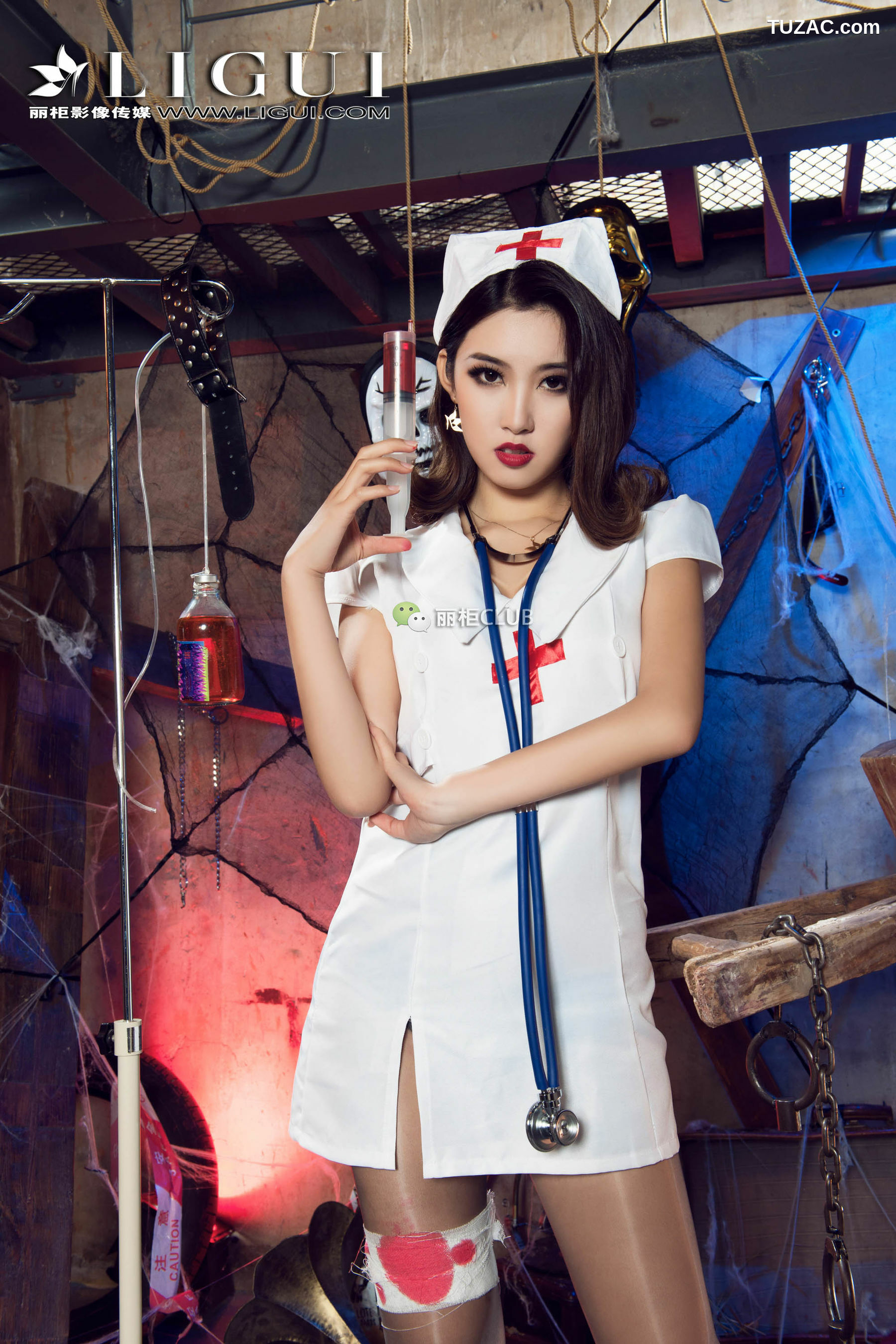 丽柜_腿模筱筱《护士捆绑》  美腿丝足写真集[81P]