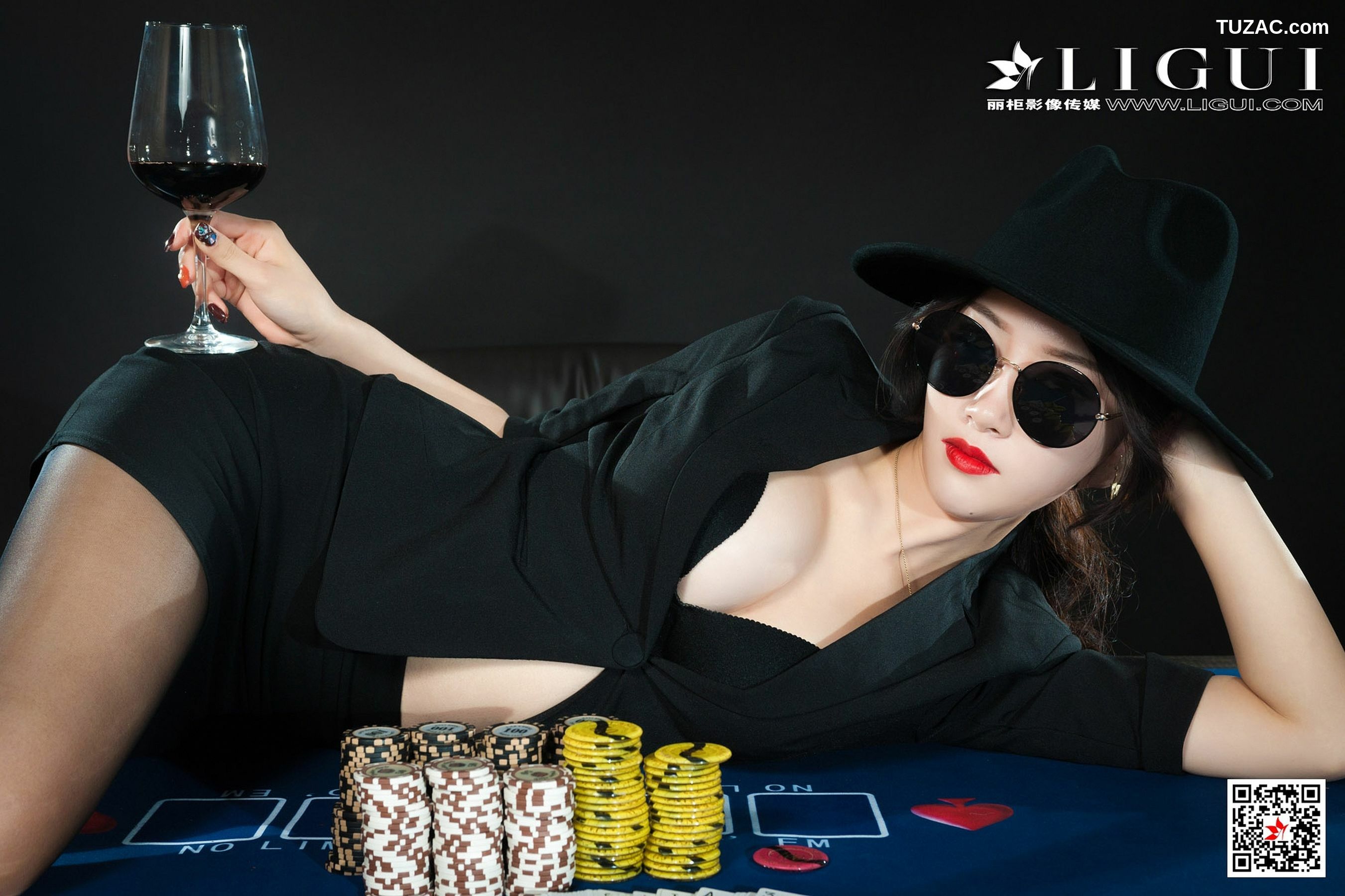 丽柜_腿模筱筱《赌场黑丝女王》 写真集[56P]