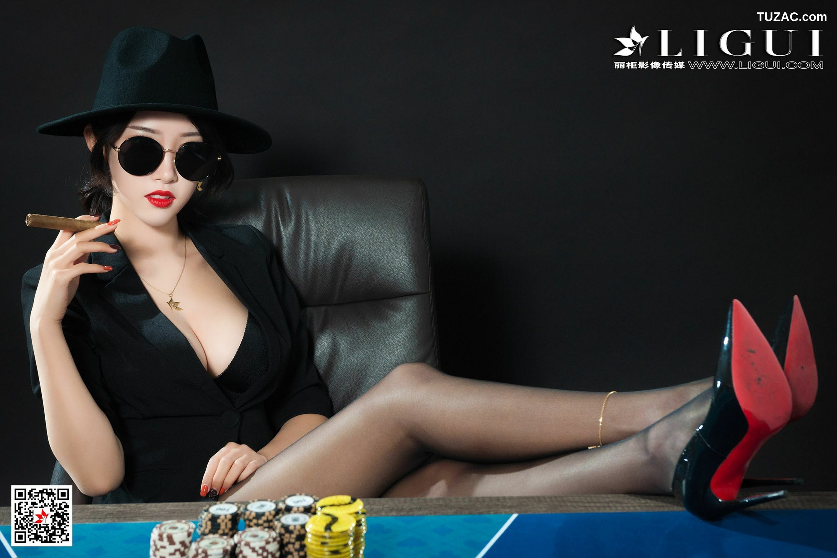 丽柜_腿模筱筱《赌场黑丝女王》 写真集[56P]