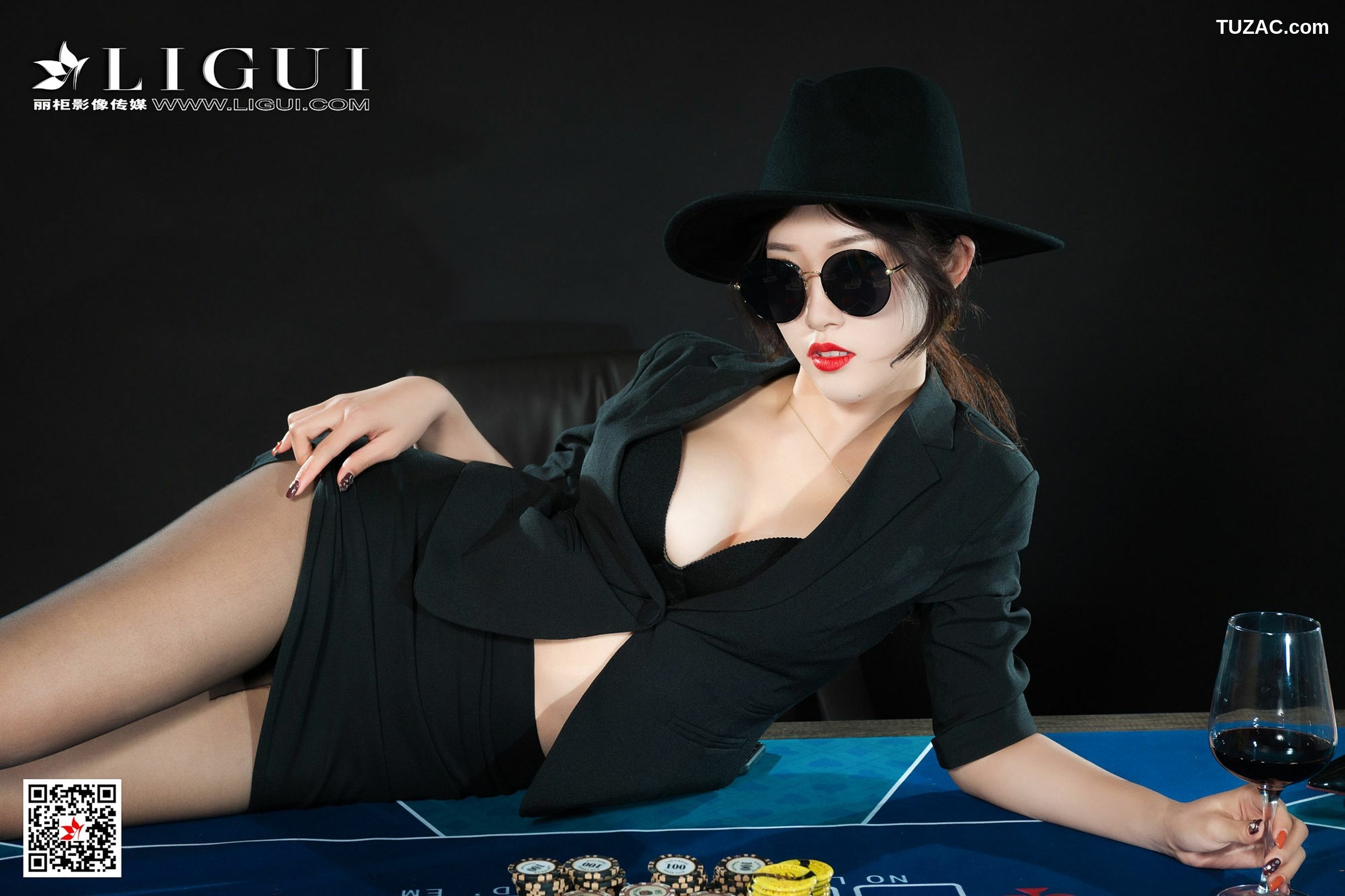 丽柜_腿模筱筱《赌场黑丝女王》 写真集[56P]