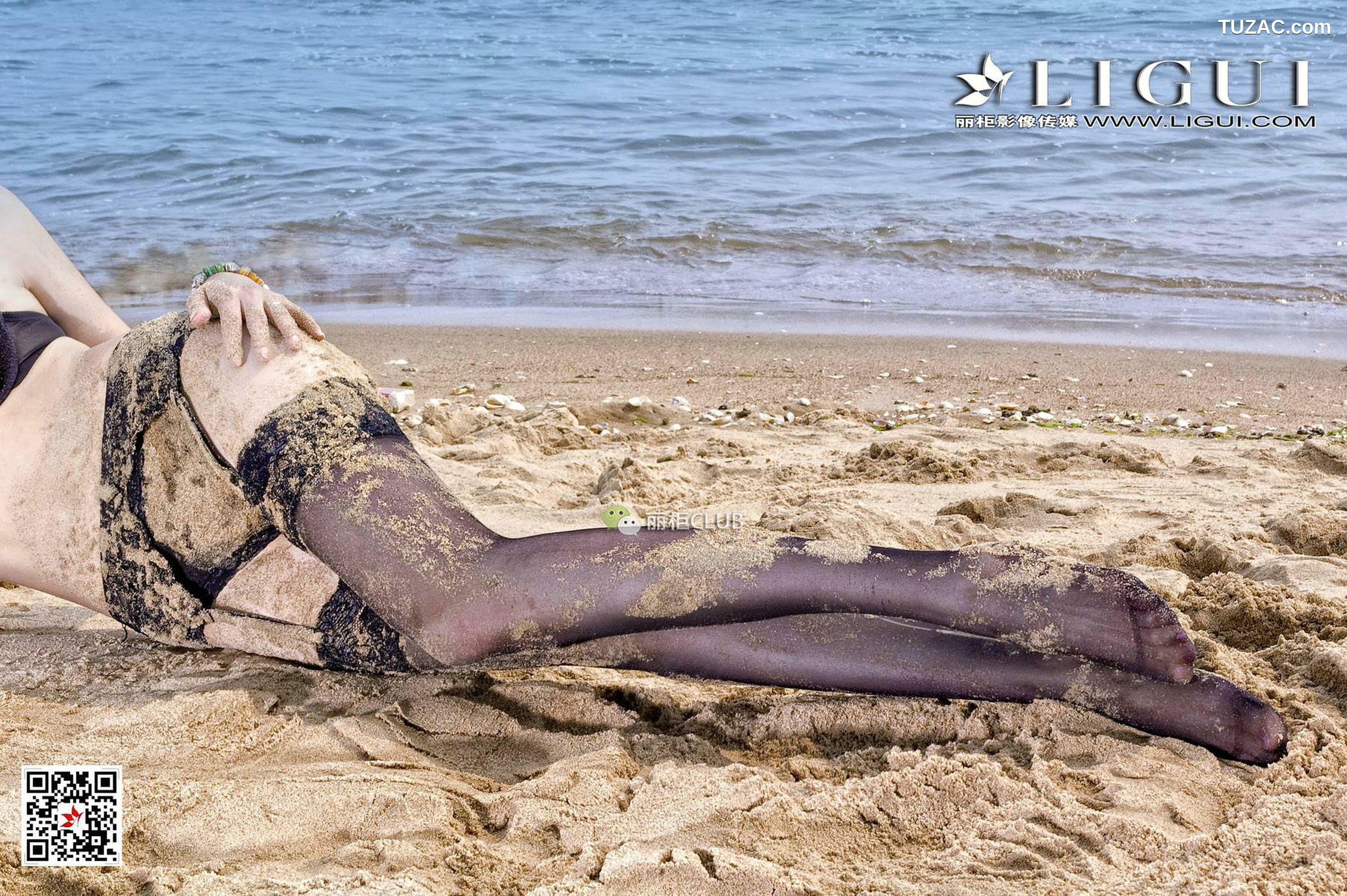 丽柜_腿模菲儿《沙滩黑丝》 写真集[66P]