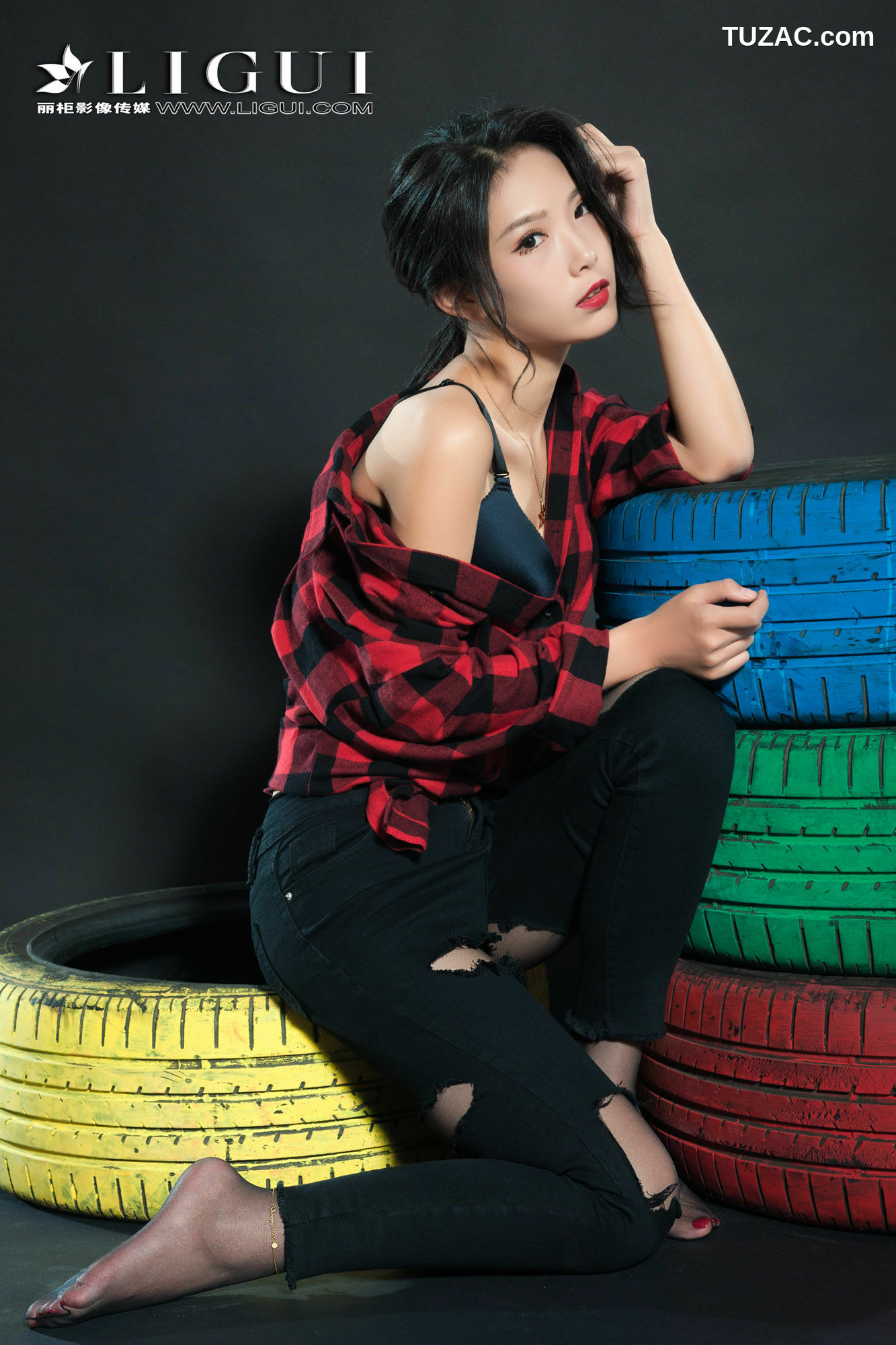 丽柜_赵维拉《牛仔黑丝女郎》 网络丽人 写真集[64P]