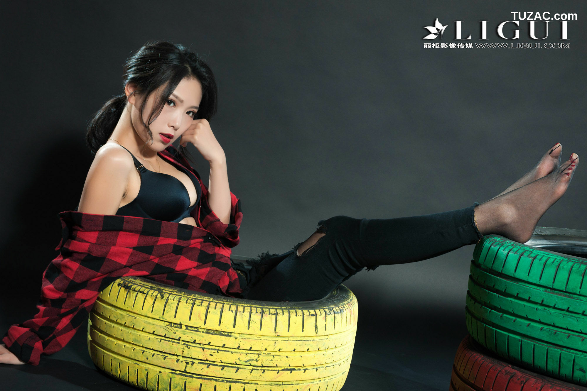 丽柜_赵维拉《牛仔黑丝女郎》 网络丽人 写真集[64P]