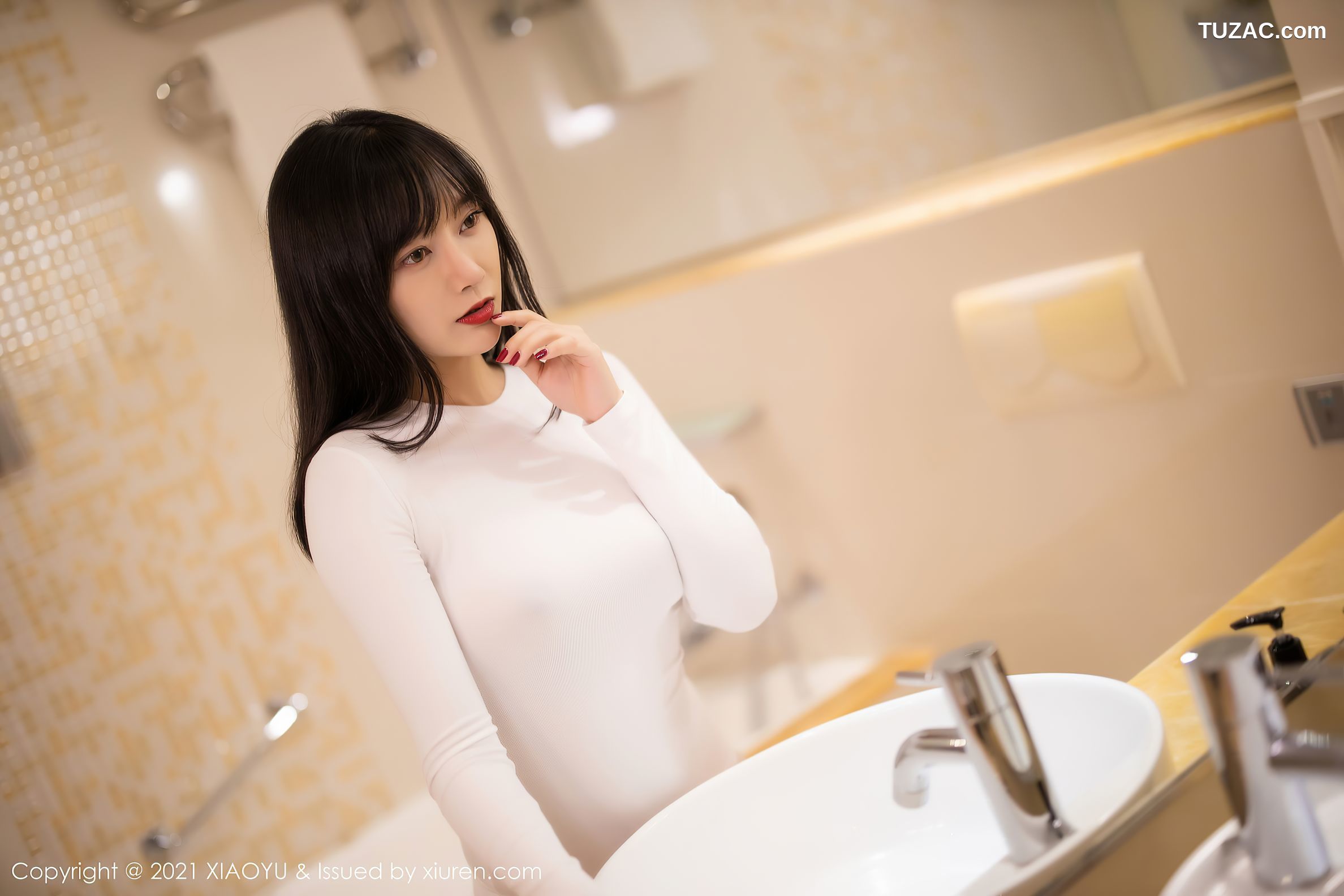 XiaoYu语画界-454-何嘉颖-浴室白色真空服饰透视内裤-2021.01.19