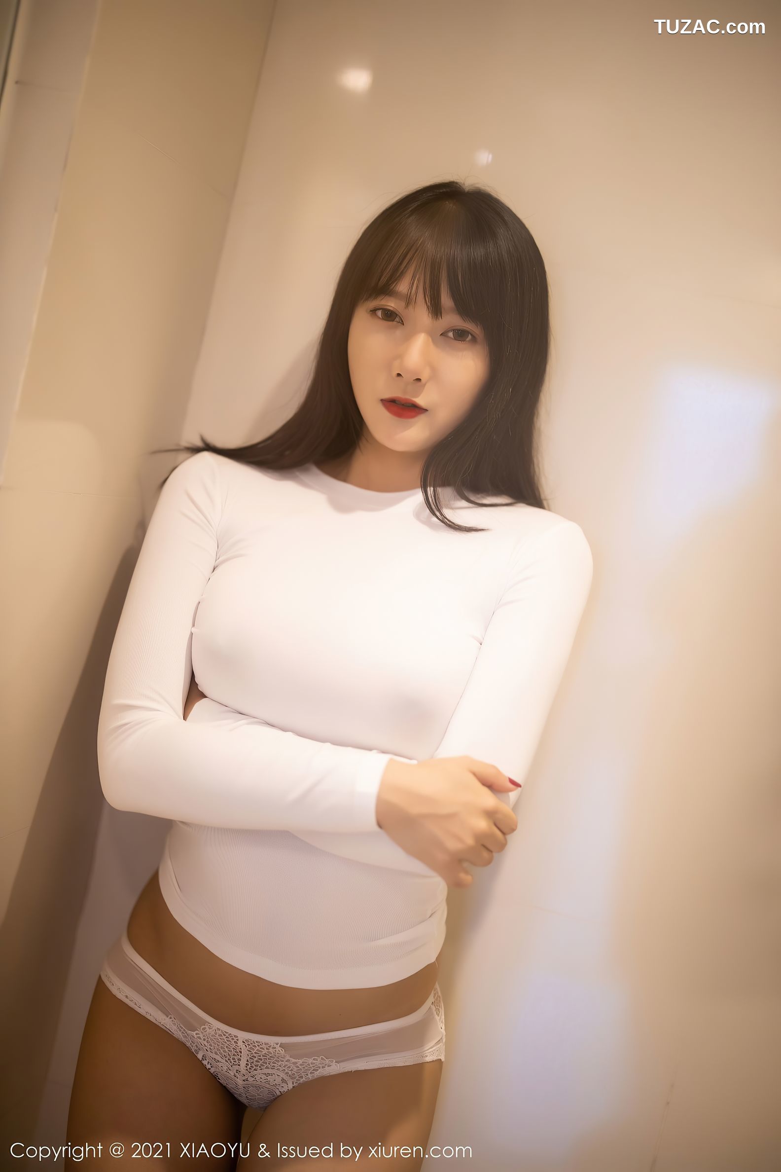XiaoYu语画界-454-何嘉颖-浴室白色真空服饰透视内裤-2021.01.19