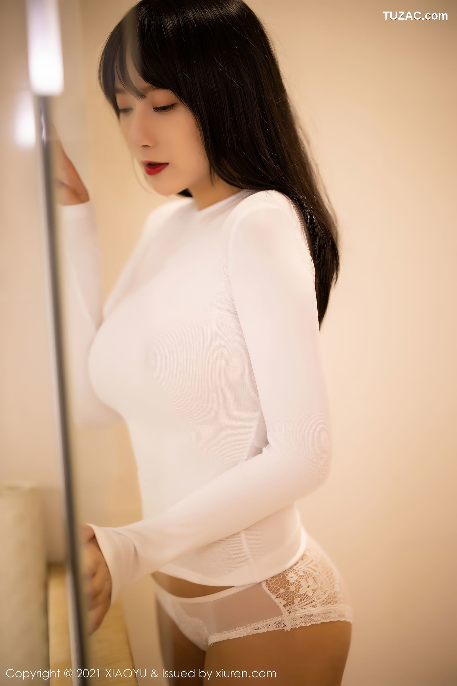 XiaoYu语画界-454-何嘉颖-浴室白色真空服饰透视内裤-2021.01.19