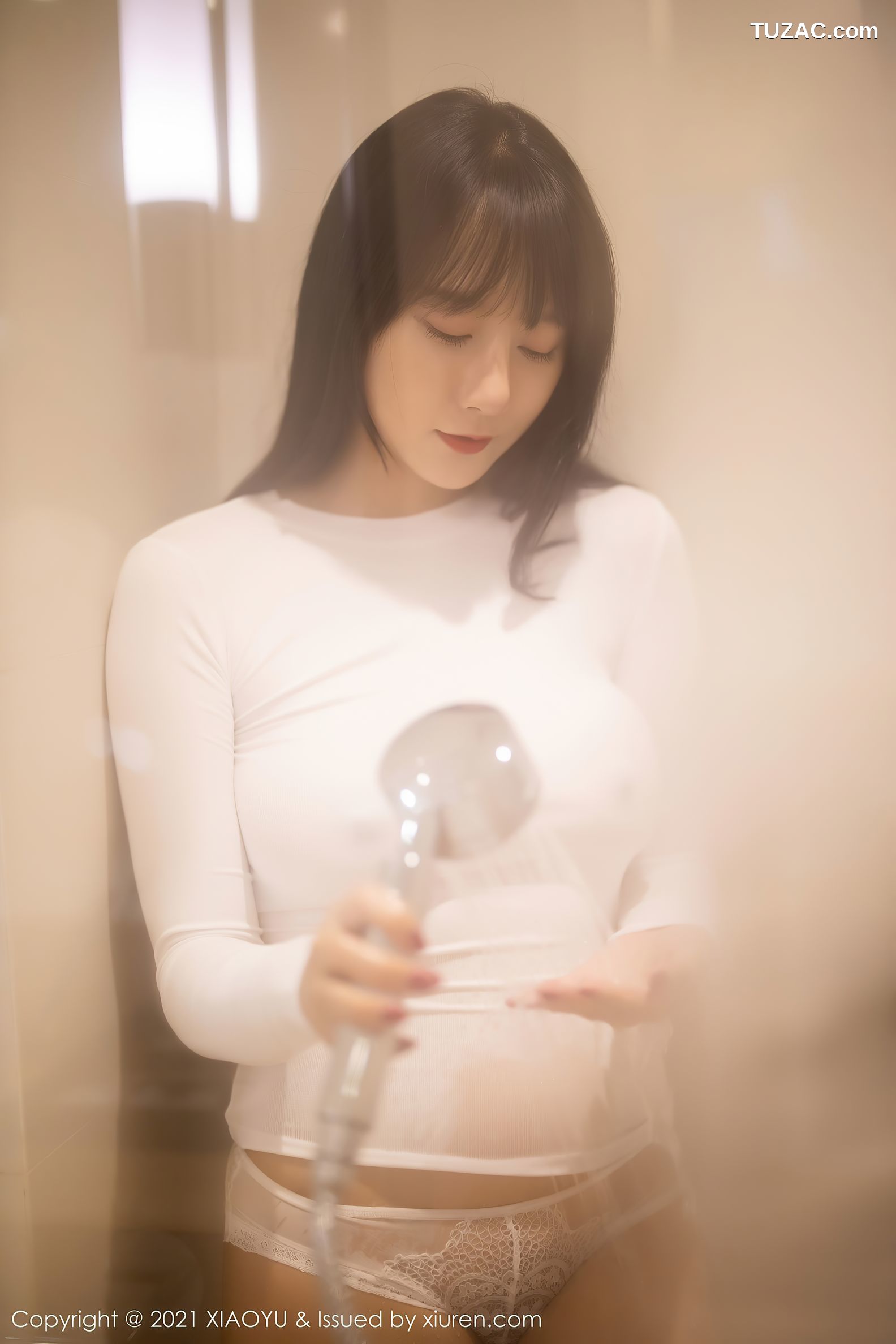 XiaoYu语画界-454-何嘉颖-浴室白色真空服饰透视内裤-2021.01.19