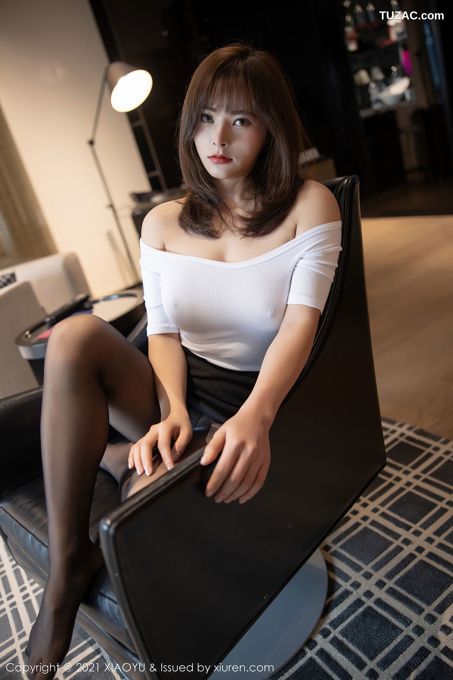 XiaoYu语画界-488-奈沐子-白上衣黑短裙黑丝-2021.03.15