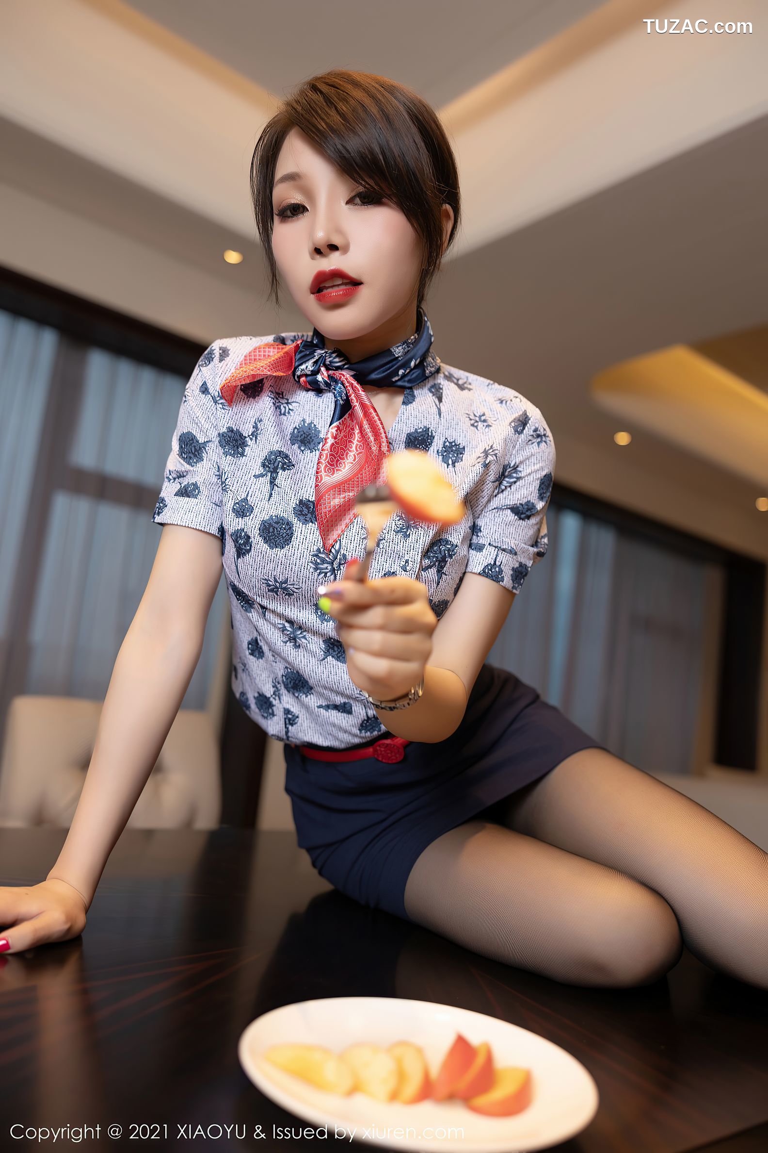 XiaoYu语画界-561-芝芝-空乘制服性感内衣黑丝-2021.07.01