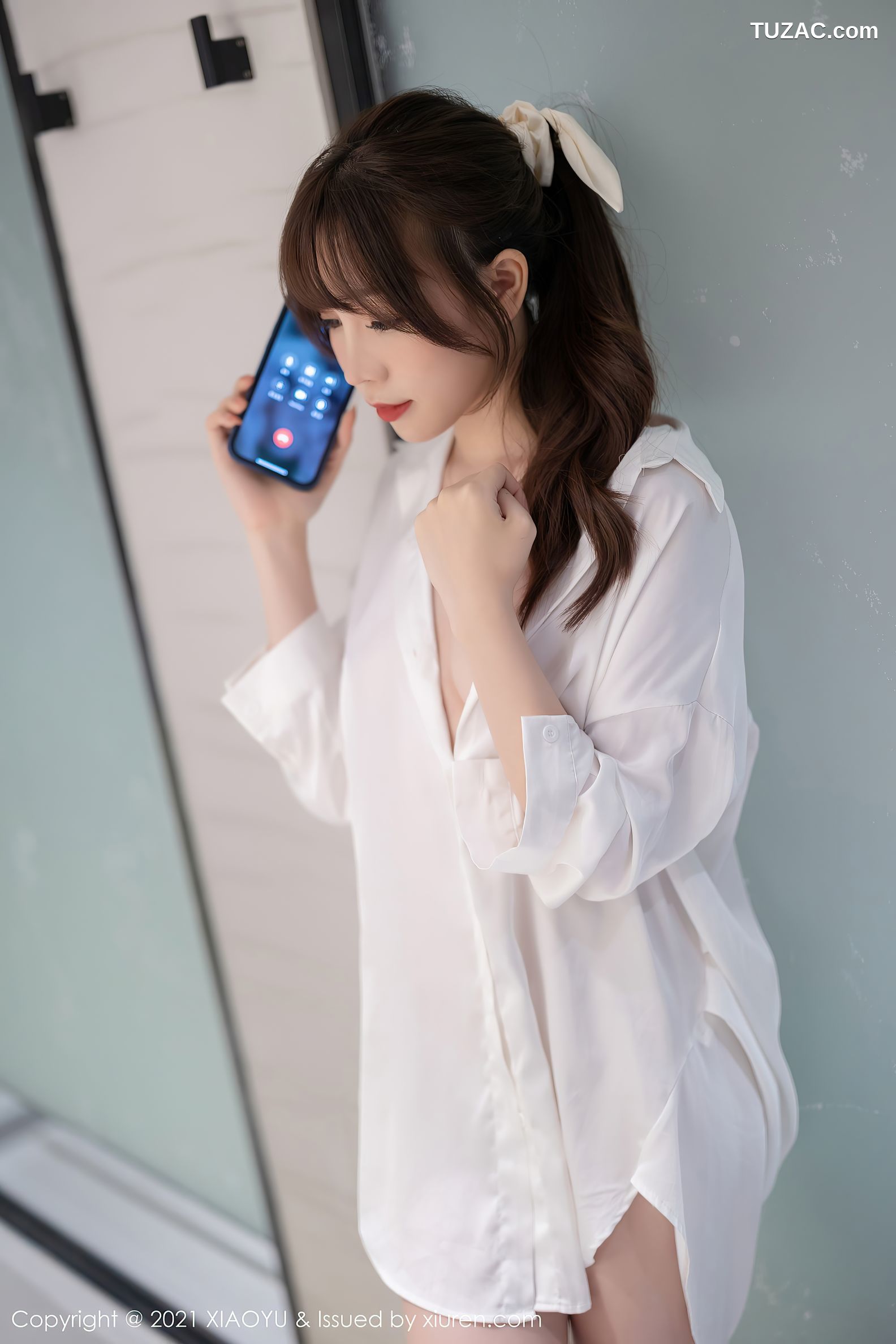 XiaoYu语画界-625-芝芝Booty-性感白衬衫粉色内衣-2021.09.29