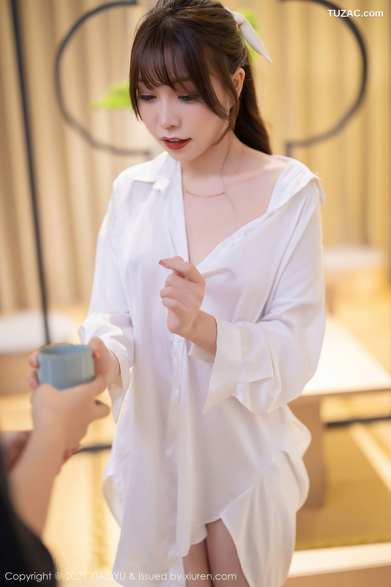 XiaoYu语画界-625-芝芝Booty-性感白衬衫粉色内衣-2021.09.29