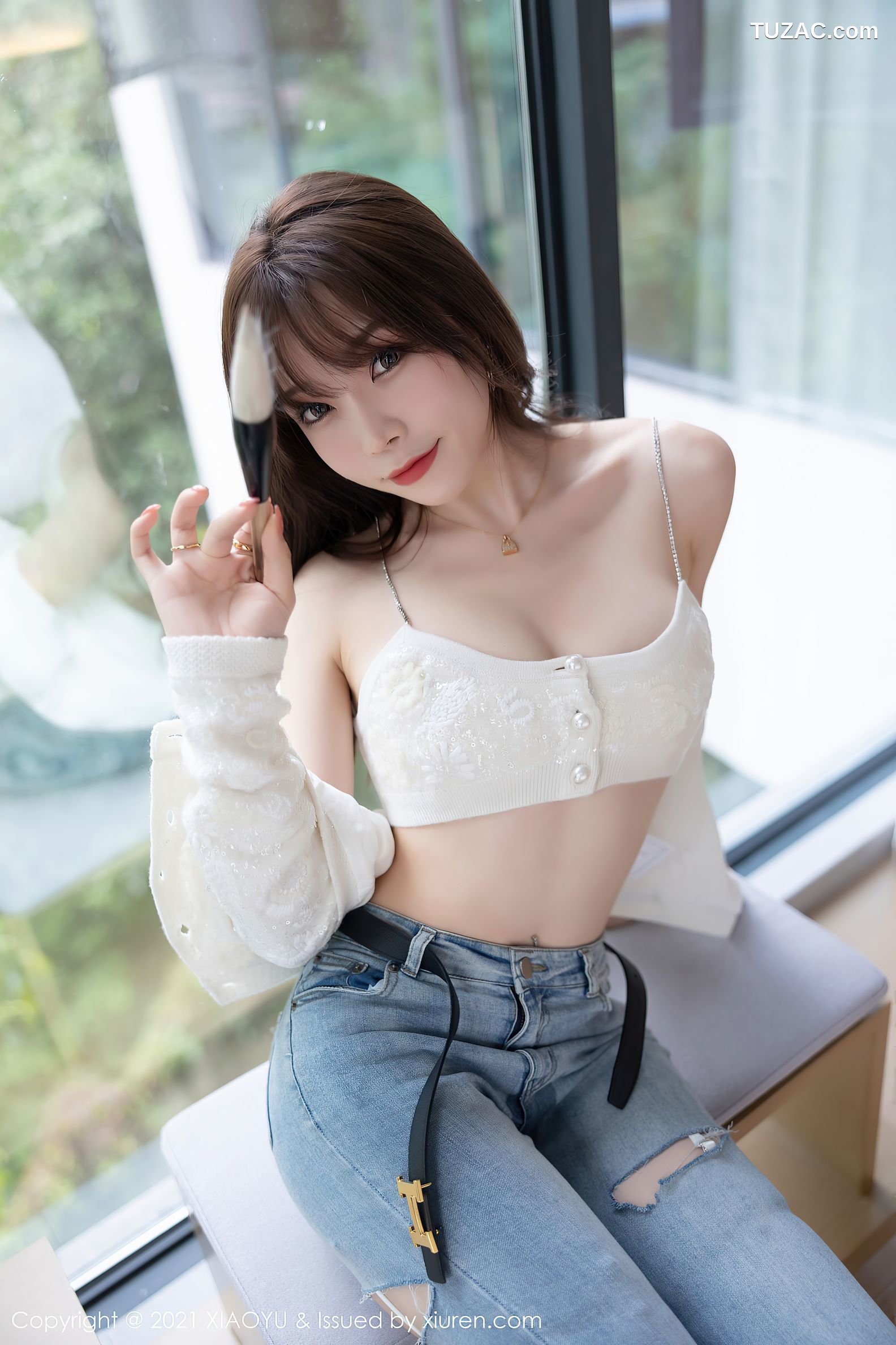 XiaoYu语画界-627-芝芝Booty-牛仔裤情趣内衣白丝吊带袜-2021.10.08