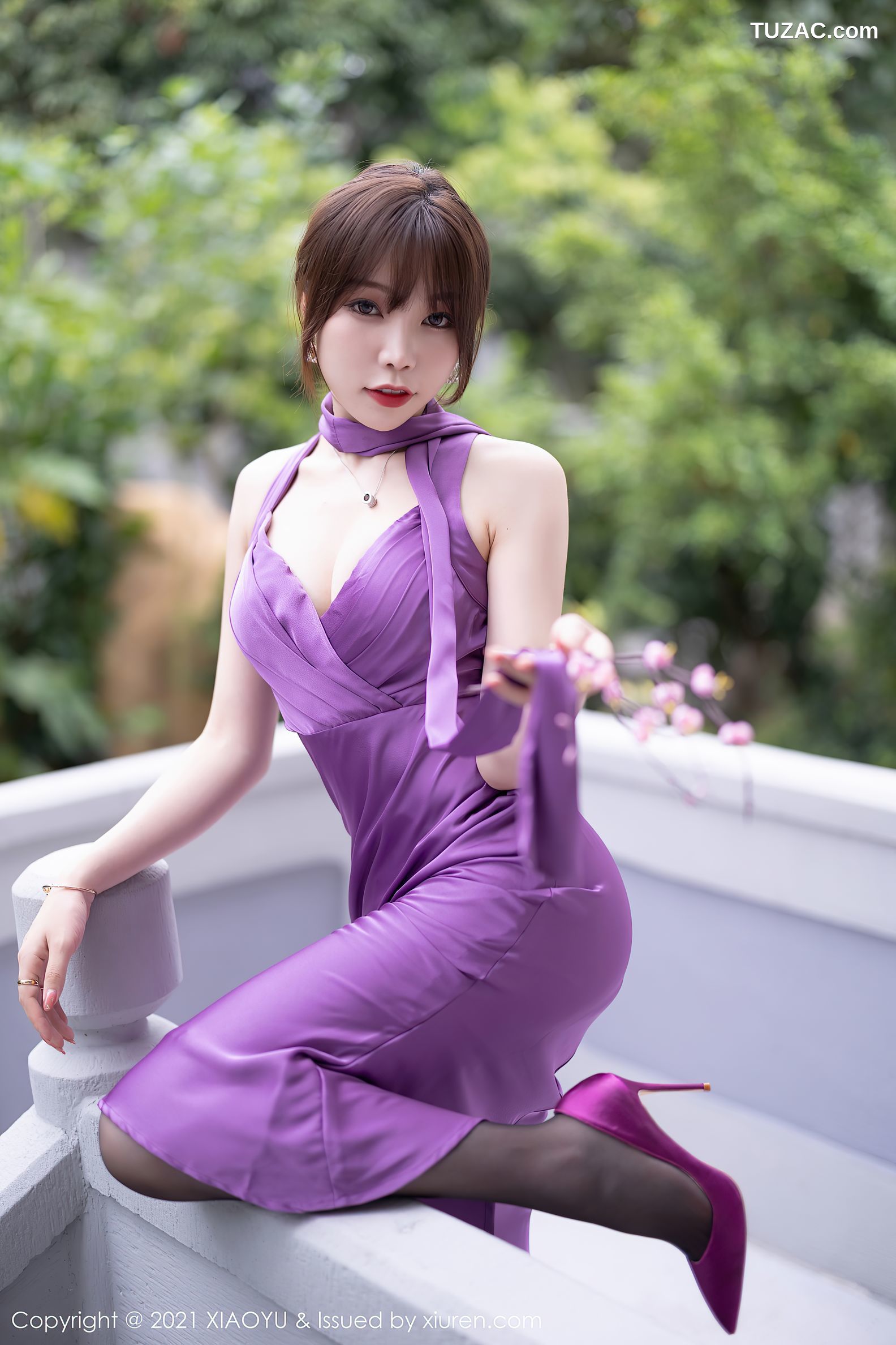 XiaoYu语画界-634-芝芝Booty-紫色长裙黑丝裤袜-2021.10.18