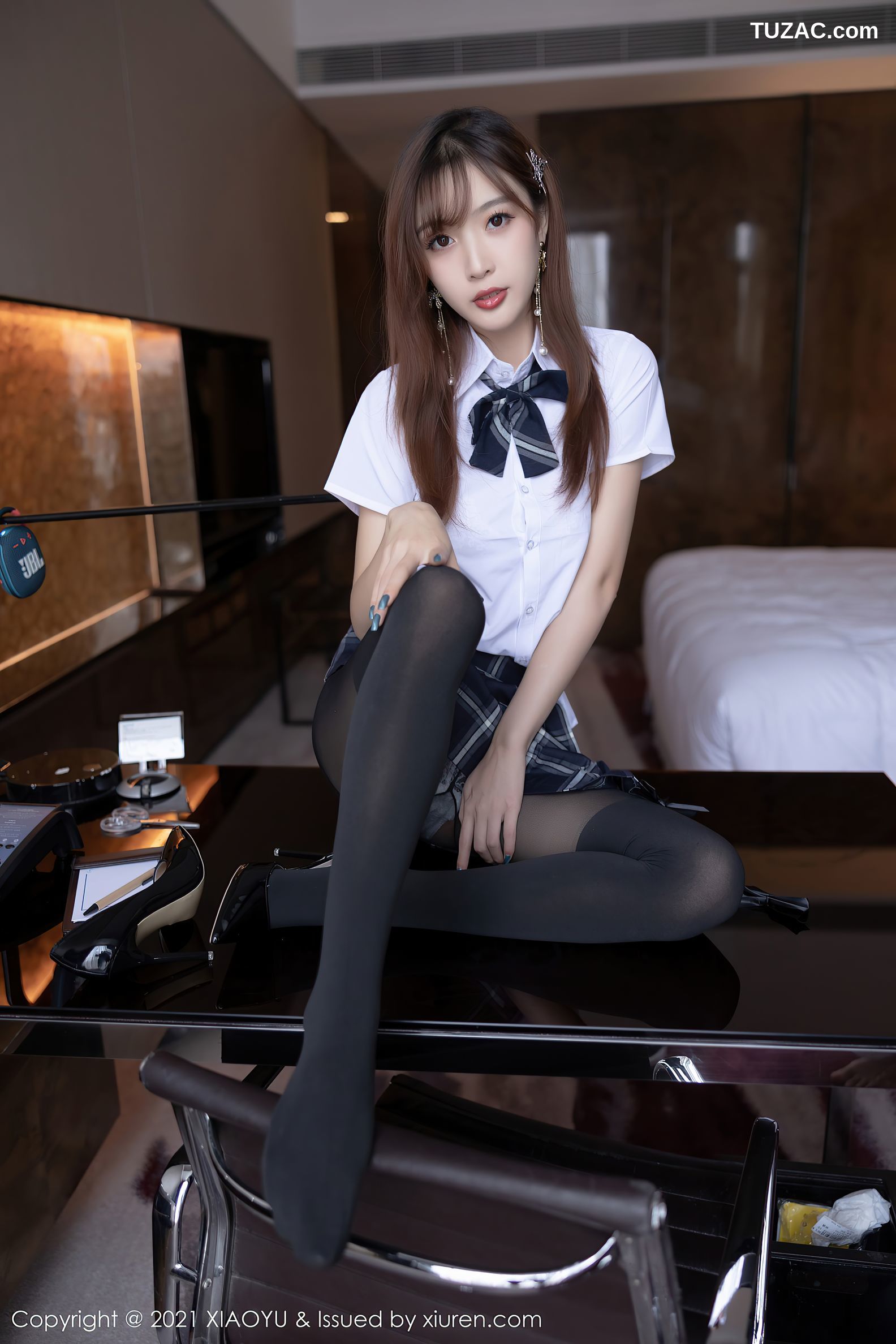 XiaoYu语画界-667-林星阑-性感JK制服白色蕾丝连体衣-2021.12.02