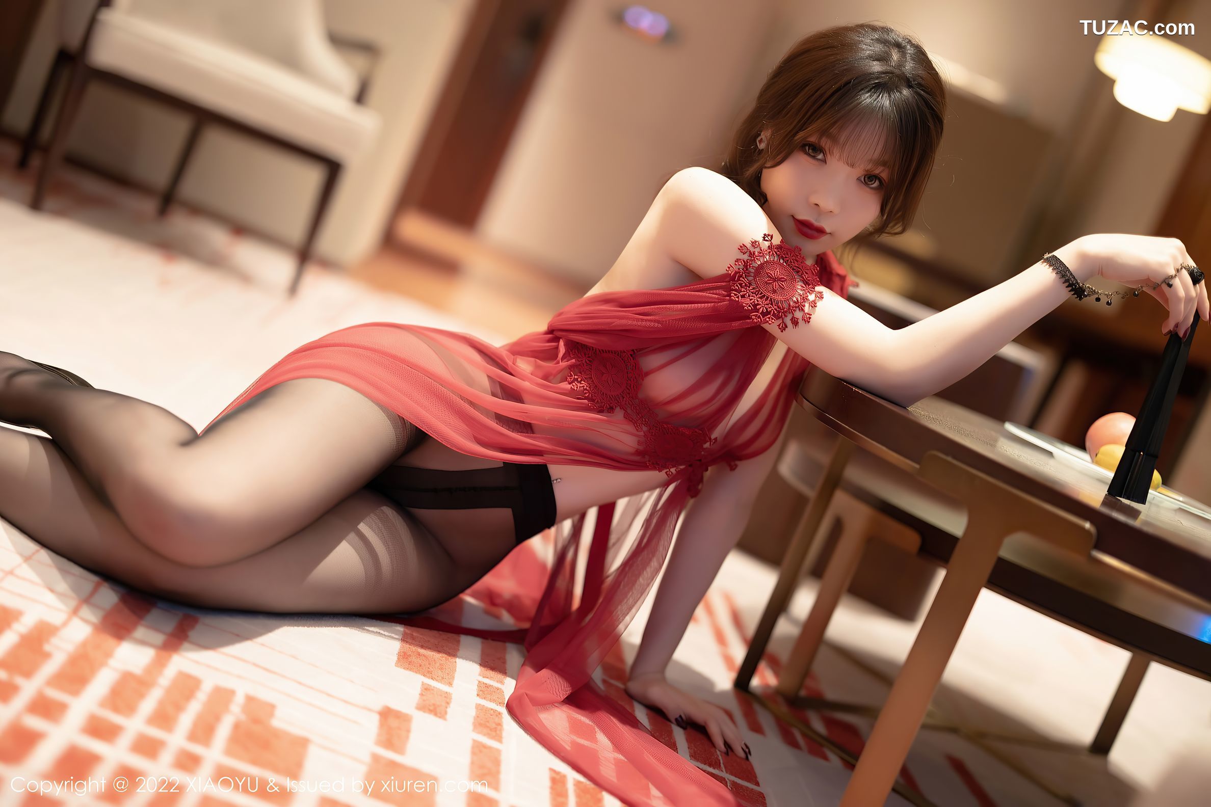 XiaoYu语画界-728-芝芝Booty-惠州旅拍轻透红连衣裙黑丝-2022.03.03