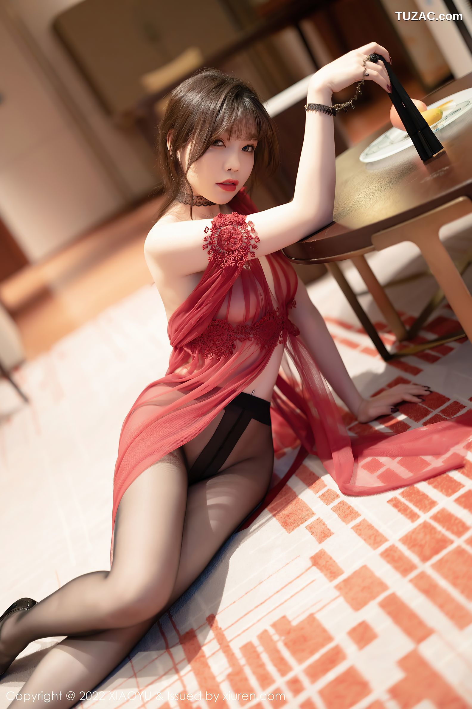 XiaoYu语画界-728-芝芝Booty-惠州旅拍轻透红连衣裙黑丝-2022.03.03