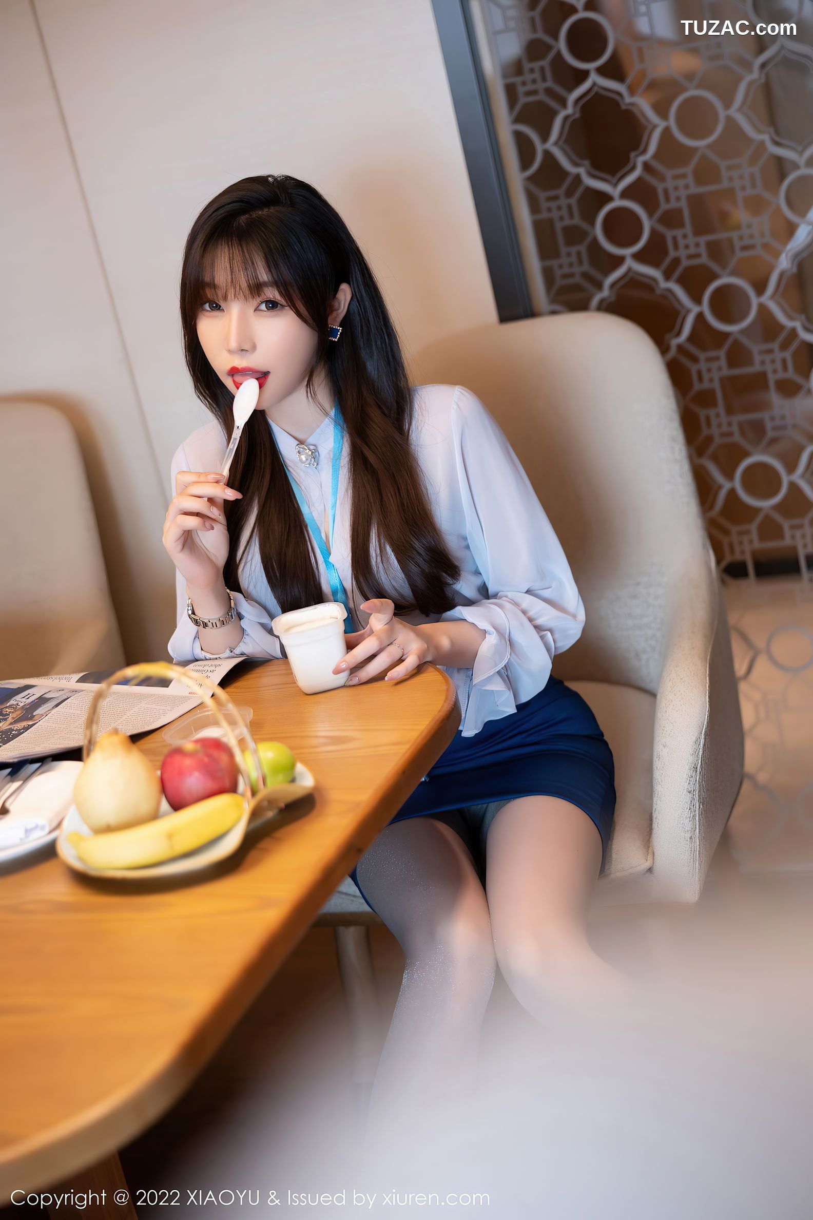 XiaoYu语画界-774-芝芝Booty-浅色上衣蓝色短裙蕾丝内衣-2022.05.10