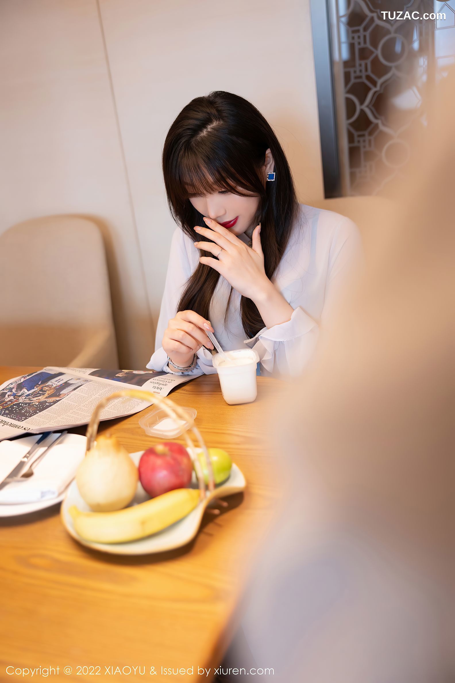 XiaoYu语画界-774-芝芝Booty-浅色上衣蓝色短裙蕾丝内衣-2022.05.10