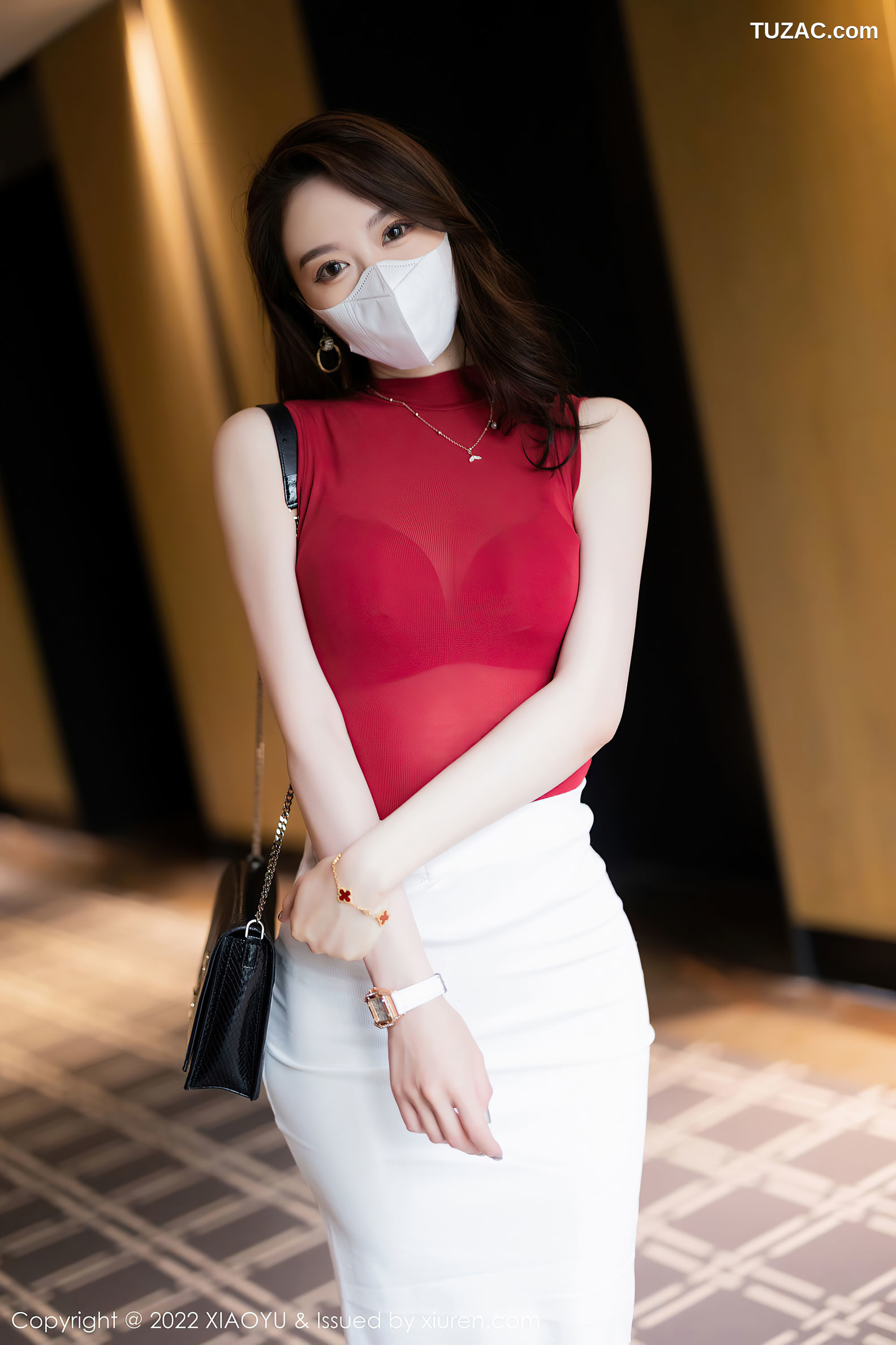 XiaoYu语画界-814-梦心玥-性感收身上衣白短裙红色内衣肉丝-2022.07.06