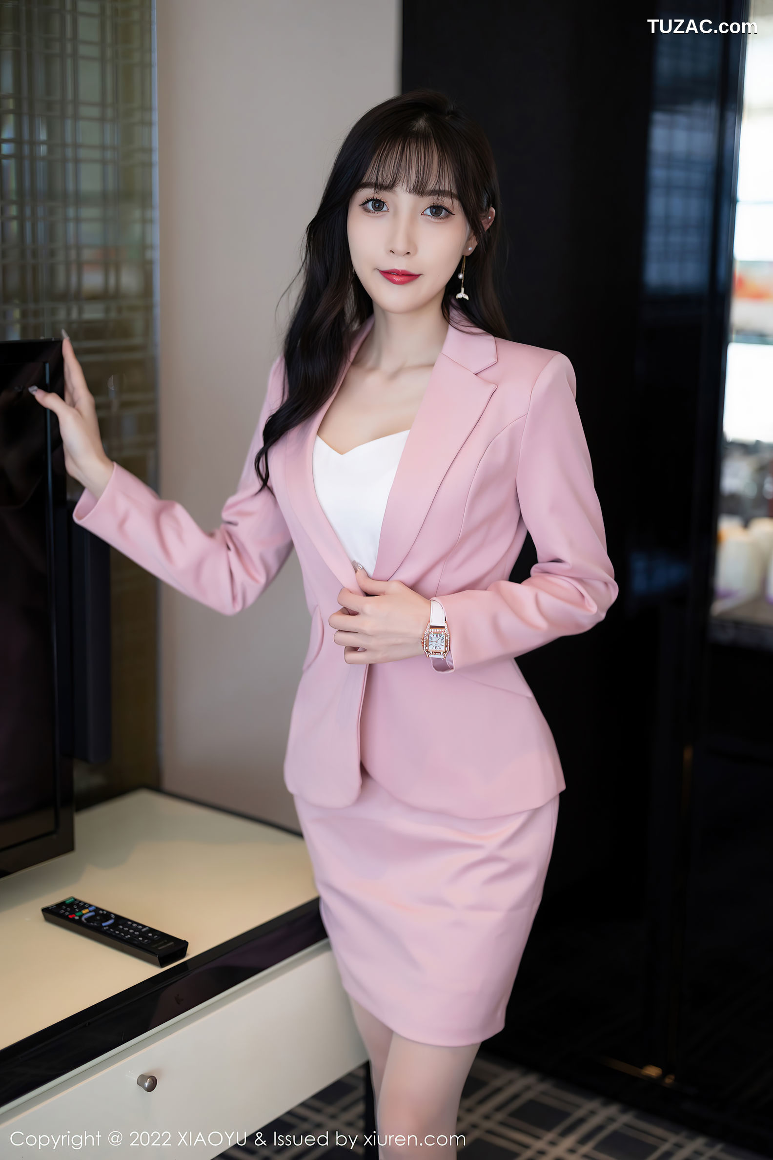 XiaoYu语画界-815-林星阑-粉色职业装白色蕾丝内衣肉丝-2022.07.07