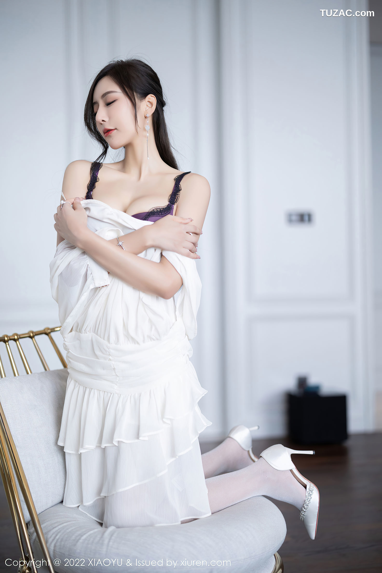 XiaoYu语画界-822-王馨瑶Yanni-白色连衣裙白丝蕾丝内衣-2022.07.18