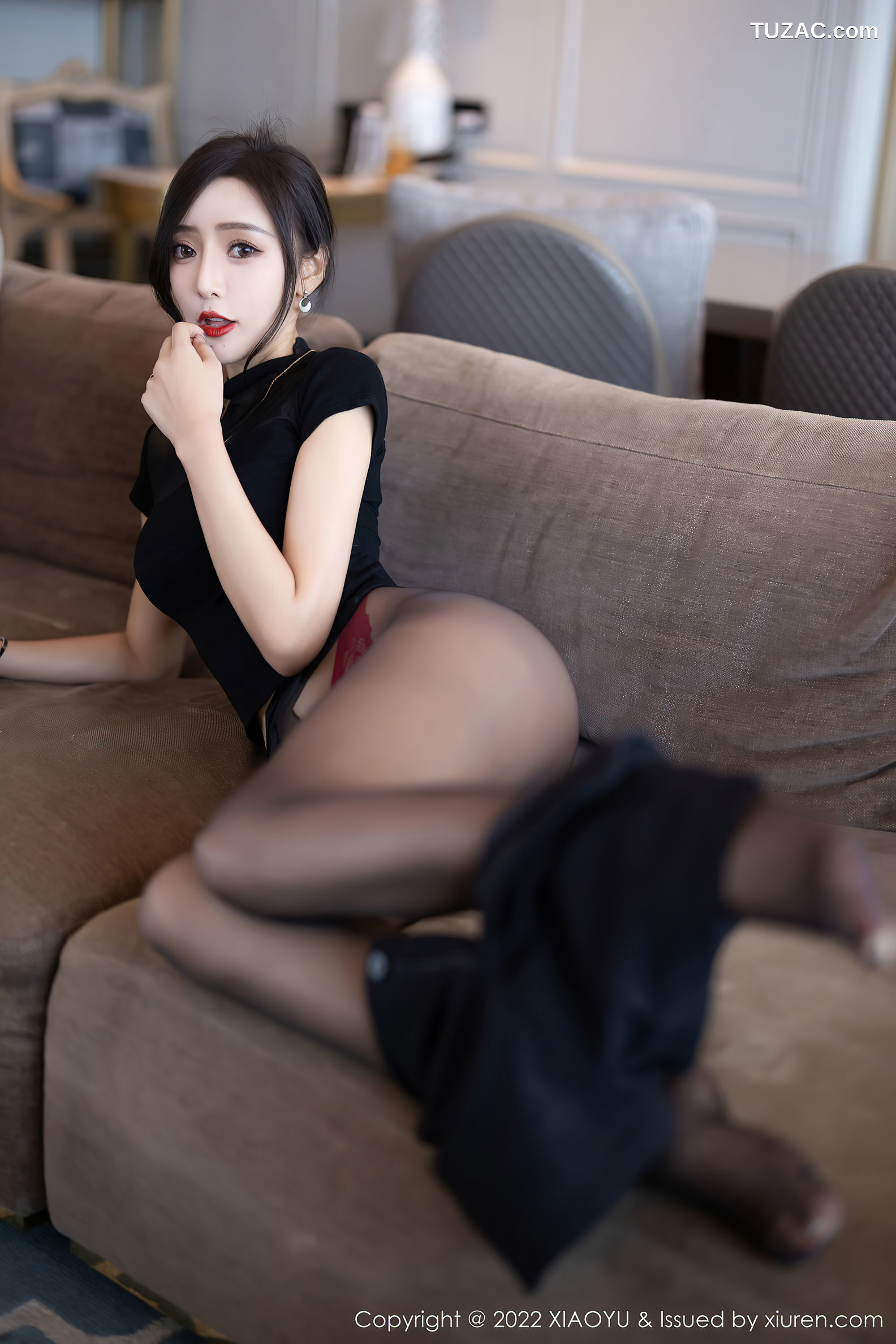 XiaoYu语画界-837-王馨瑶Yanni-黑色轻透服红色蕾丝内衣迷人-2022.08.08
