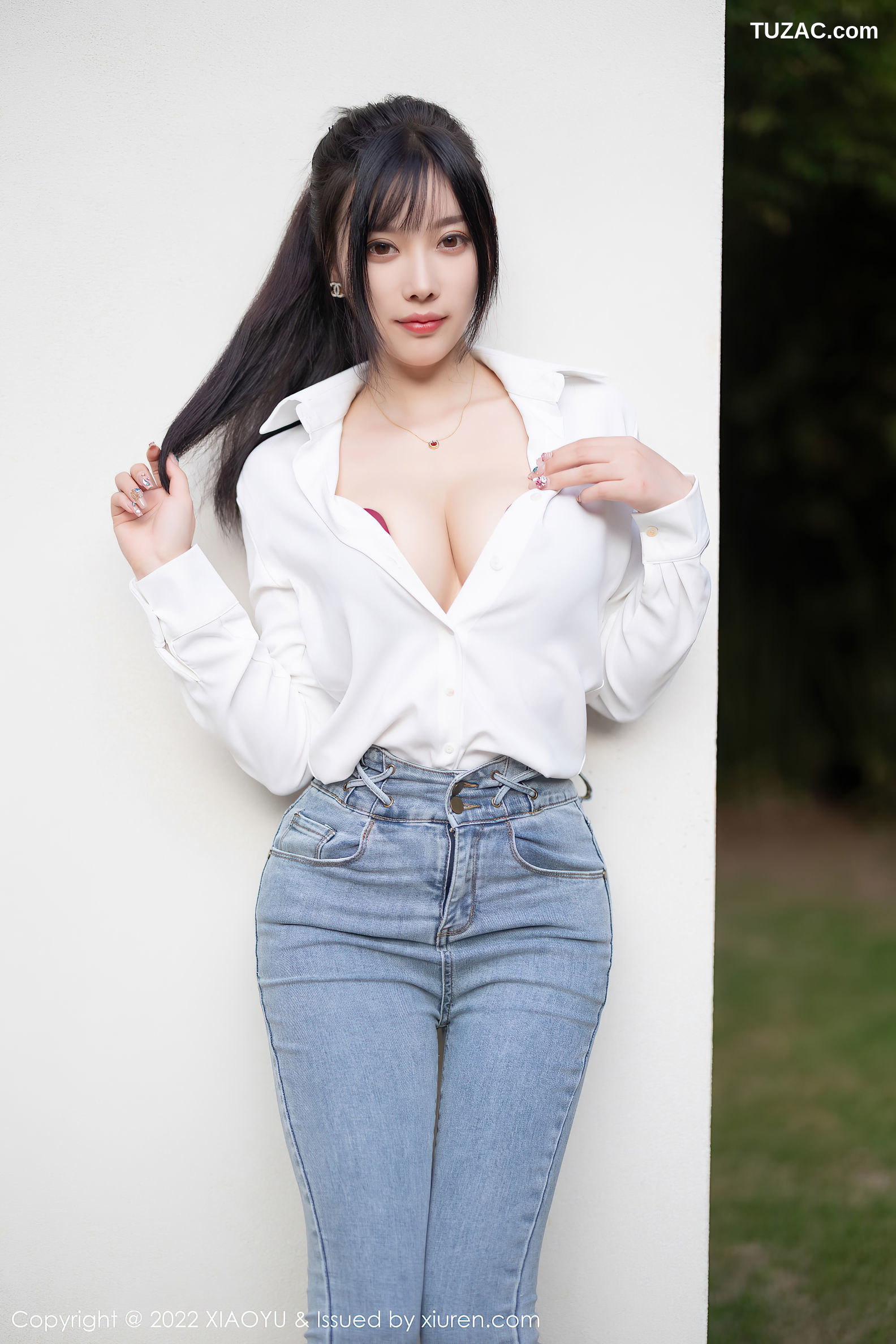 XiaoYu语画界-846-杨晨晨Yome-白衬衫牛仔裤红色内衣肉丝-2022.08.19