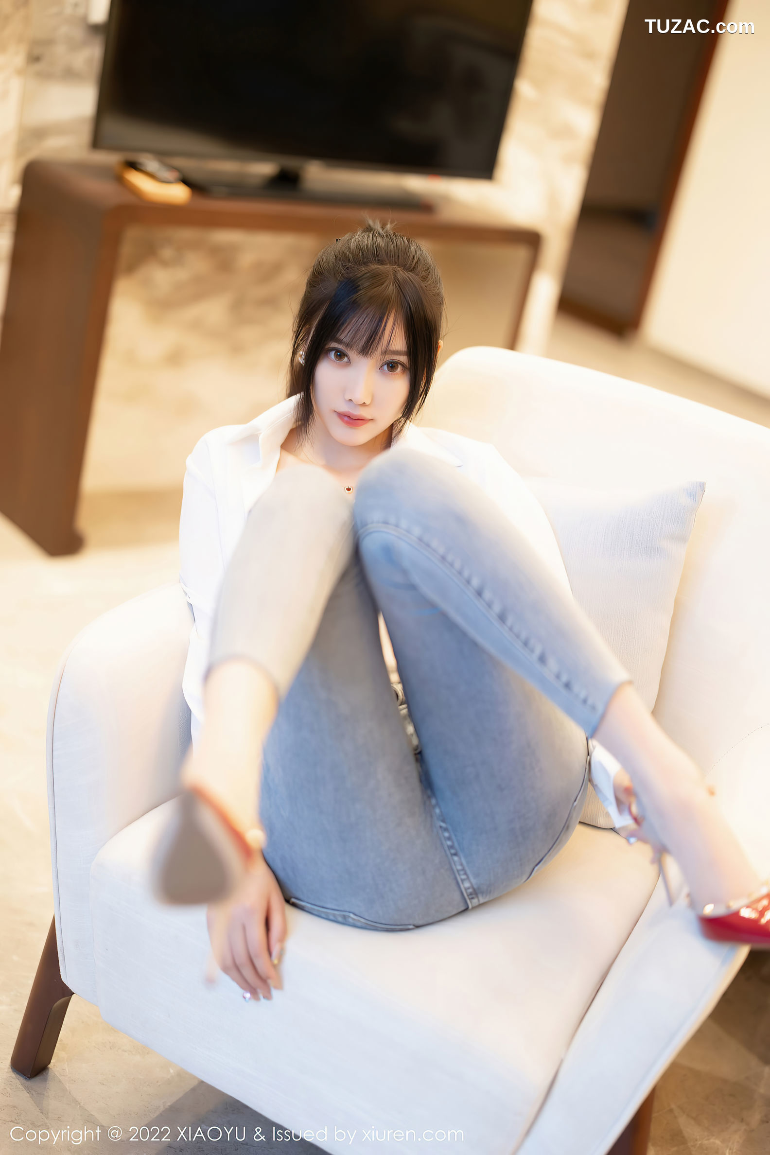XiaoYu语画界-846-杨晨晨Yome-白衬衫牛仔裤红色内衣肉丝-2022.08.19