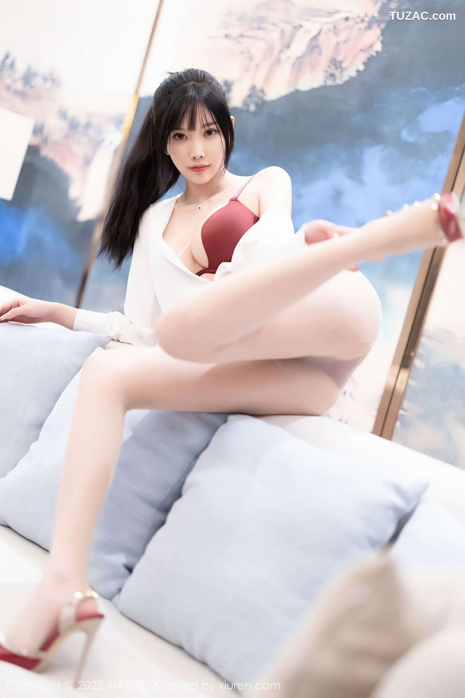 XiaoYu语画界-846-杨晨晨Yome-白衬衫牛仔裤红色内衣肉丝-2022.08.19