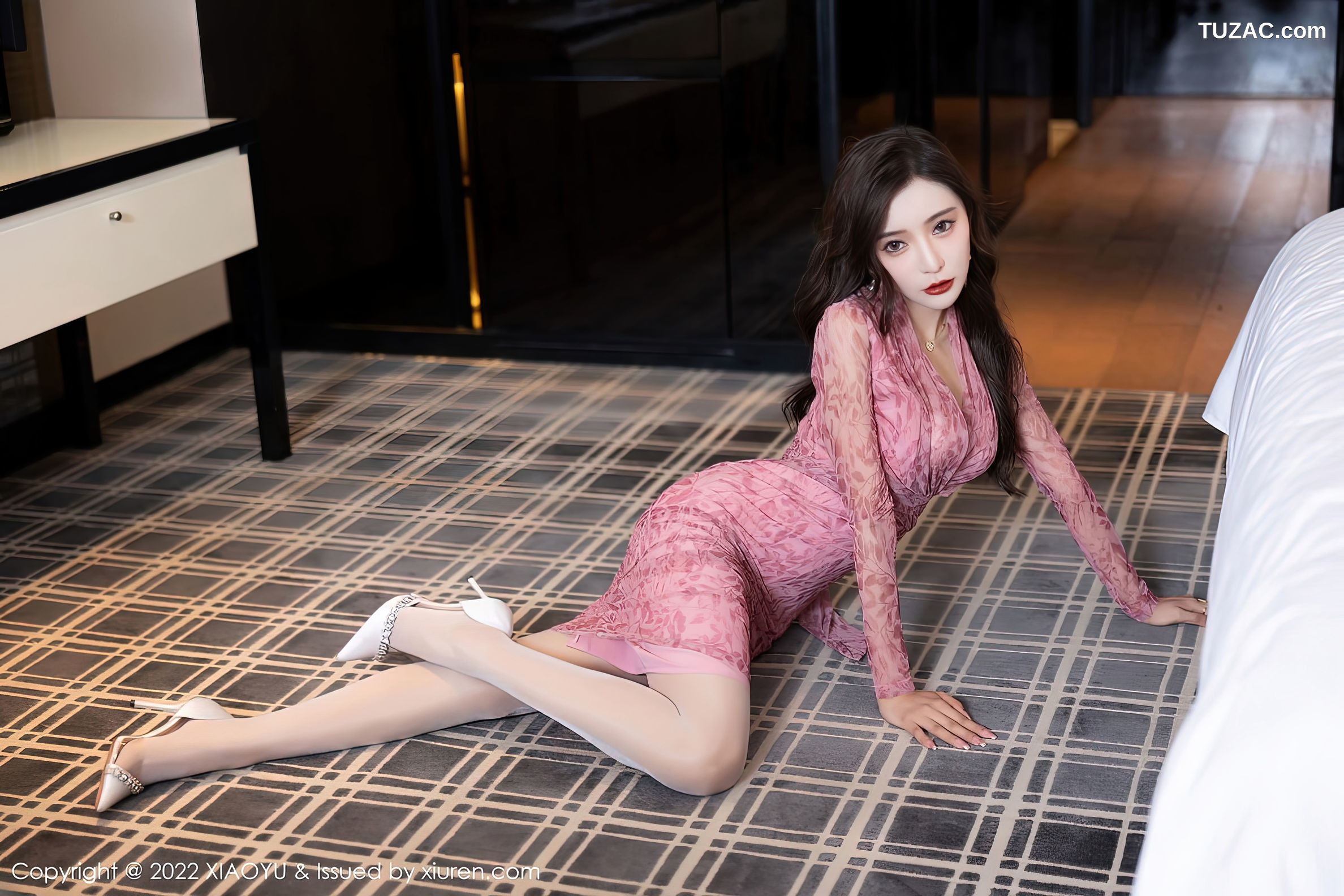 XiaoYu语画界-899-王馨瑶Yanni-浅红连衣短裙白色内衣肉丝-2022.11.08