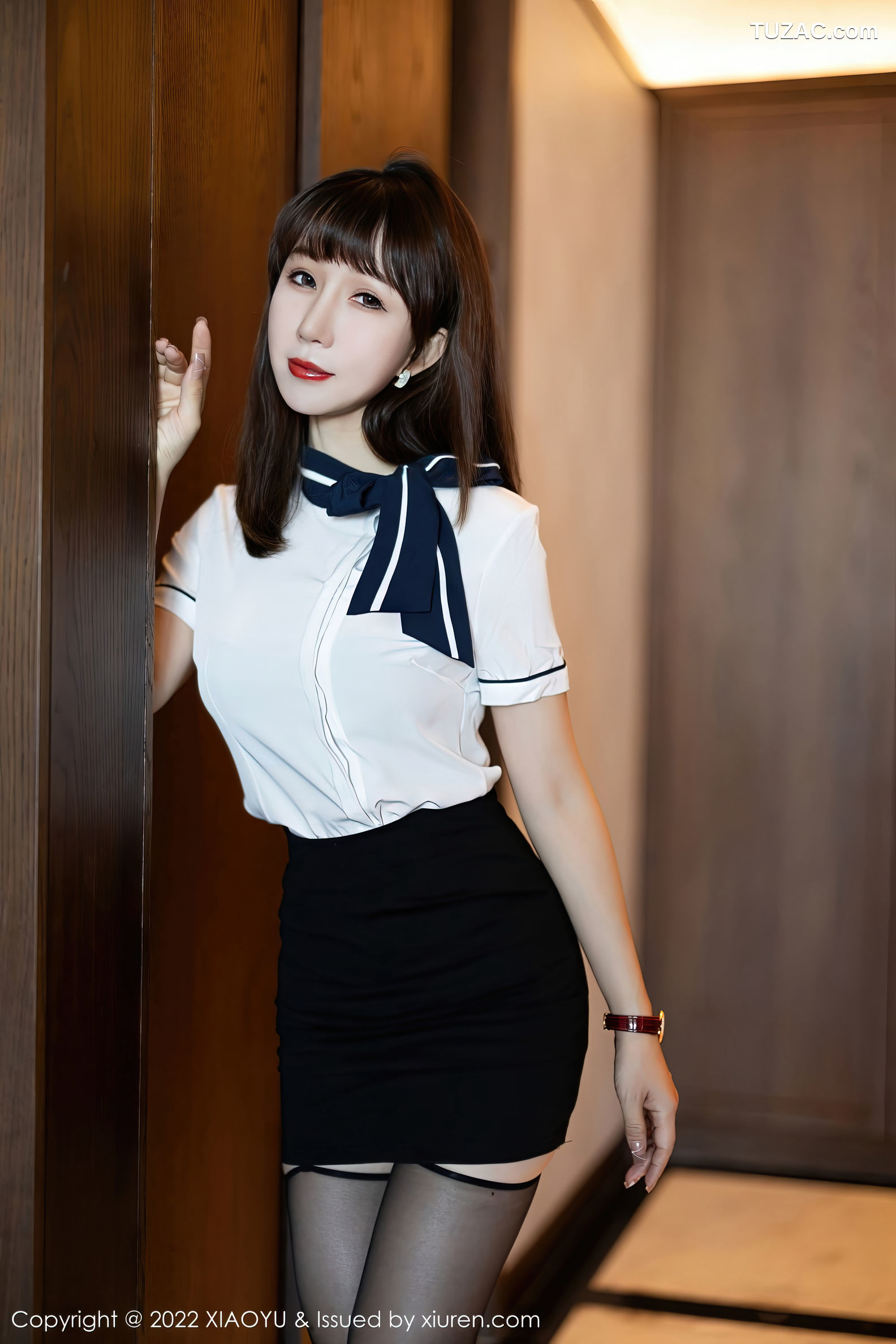 XiaoYu语画界-918-波巧酱-白衬衫黑短裙制服黑色轻透内衣-2022.12.05