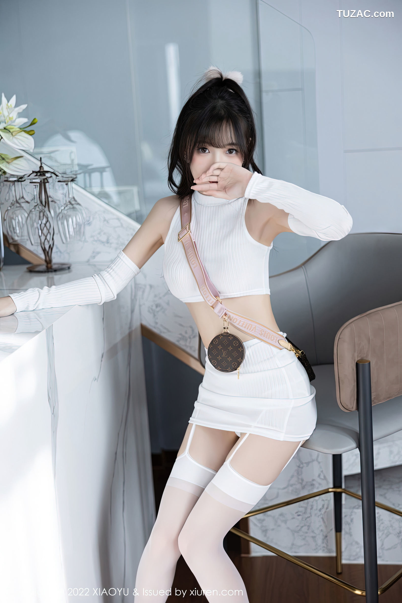 XiaoYu语画界-928-林星阑-白色抹胸内衣白丝吊带袜-2022.12.19