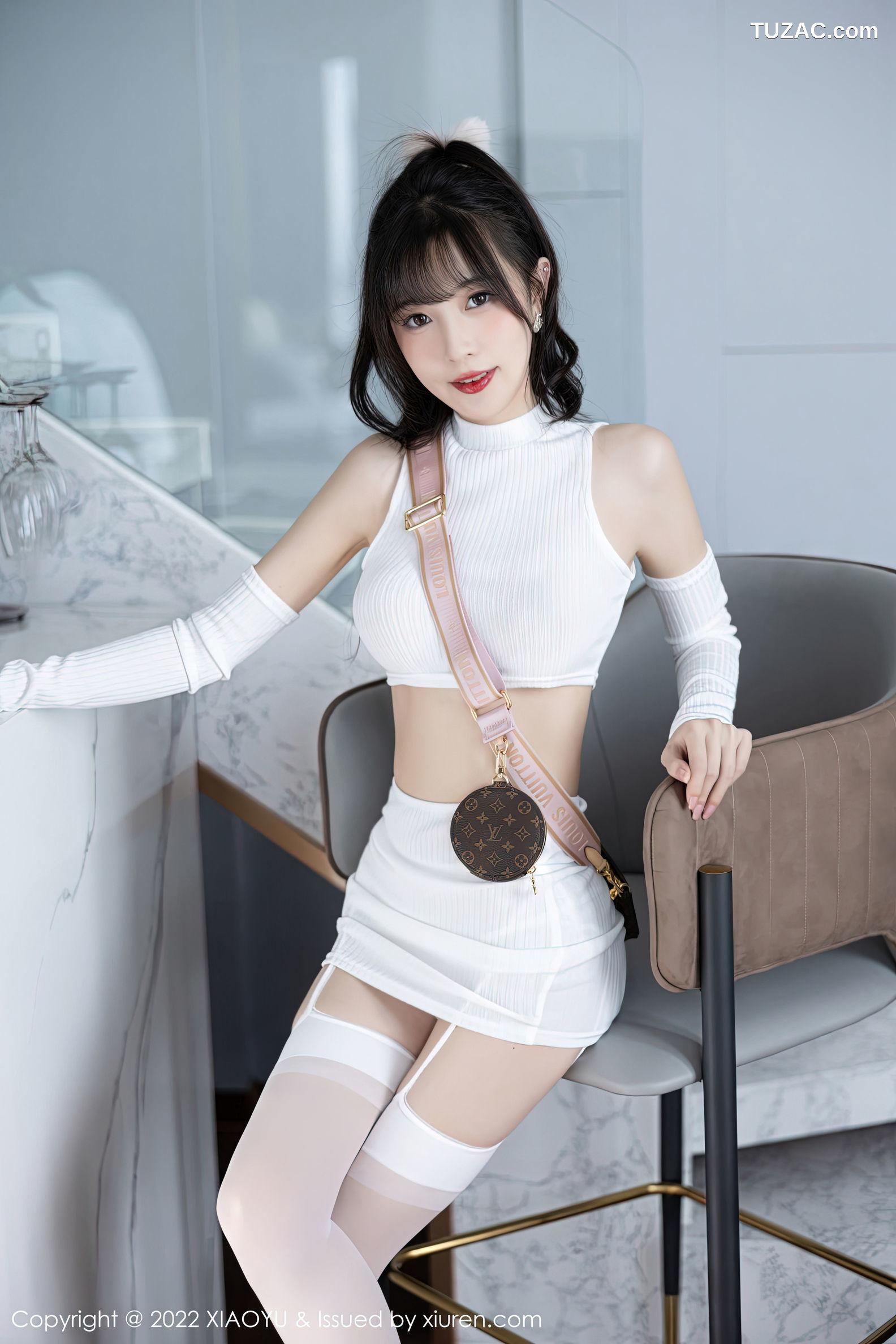 XiaoYu语画界-928-林星阑-白色抹胸内衣白丝吊带袜-2022.12.19