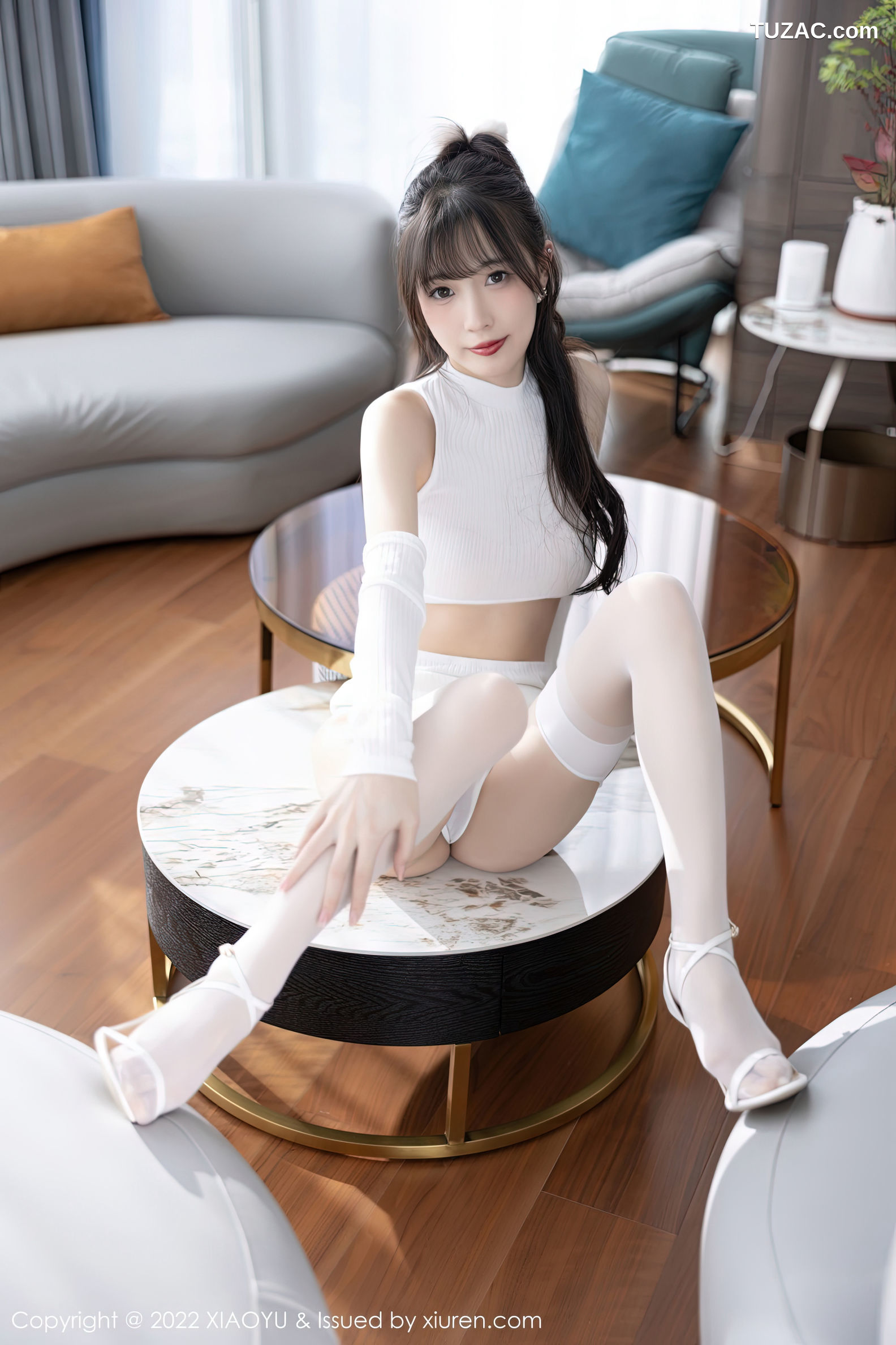 XiaoYu语画界-928-林星阑-白色抹胸内衣白丝吊带袜-2022.12.19