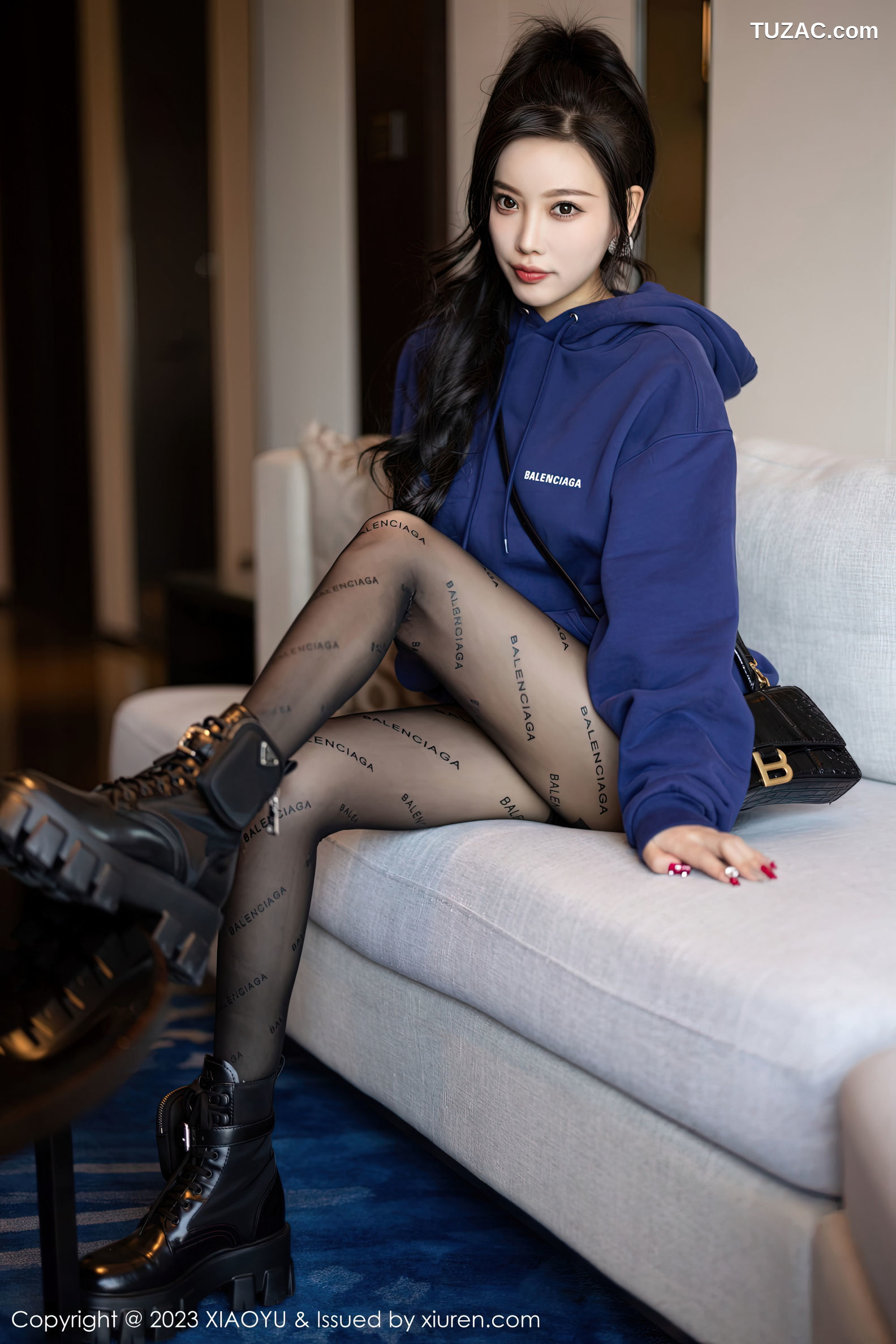 XiaoYu语画界-946-杨晨晨Yome-蓝外套蕾丝内衣超薄黑丝-2023.01.13