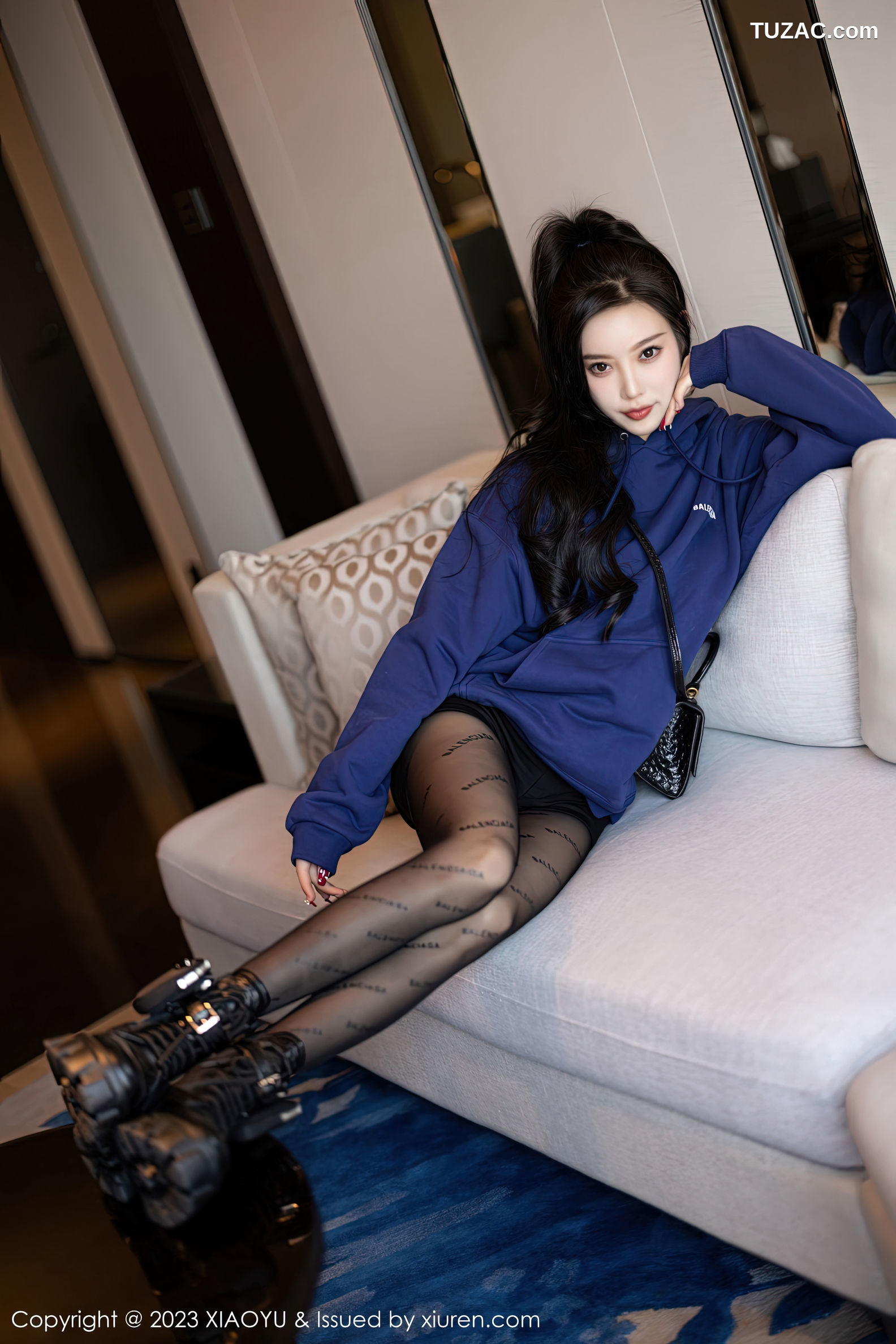 XiaoYu语画界-946-杨晨晨Yome-蓝外套蕾丝内衣超薄黑丝-2023.01.13