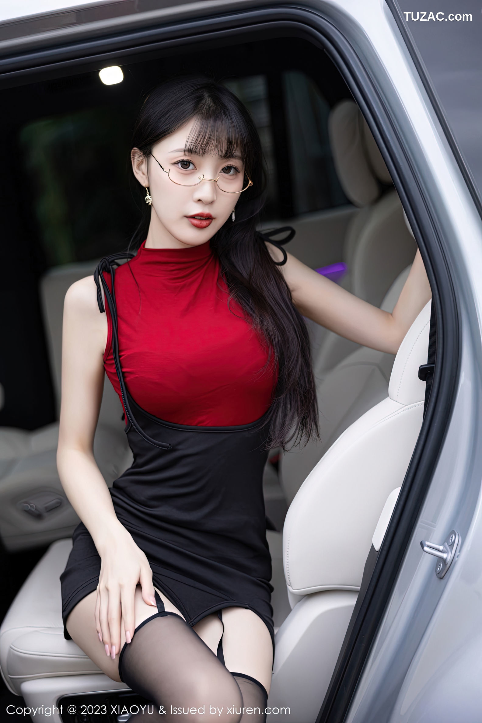 XiaoYu语画界-950-林星阑-户外车拍黑色内衣黑丝吊带袜-2023.01.19